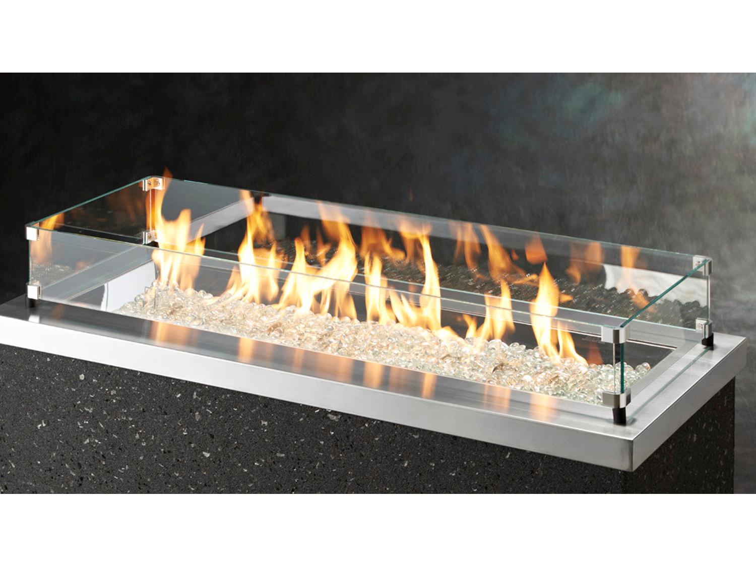 Outdoor Greatroom 12'' X 42'' Linear Tempered Glass Wind Guard