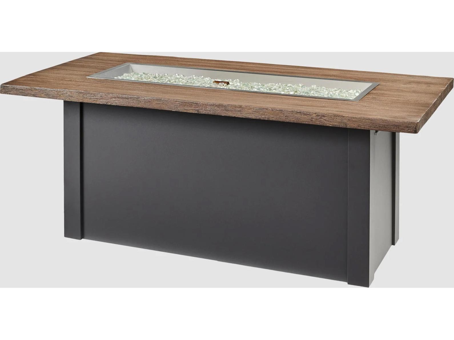 Outdoor Greatroom Havenwood Steel Graphite Grey Rectangular Driftwood Everblend Top Gas Fire Pit Table with Direct Spark Ignition LP