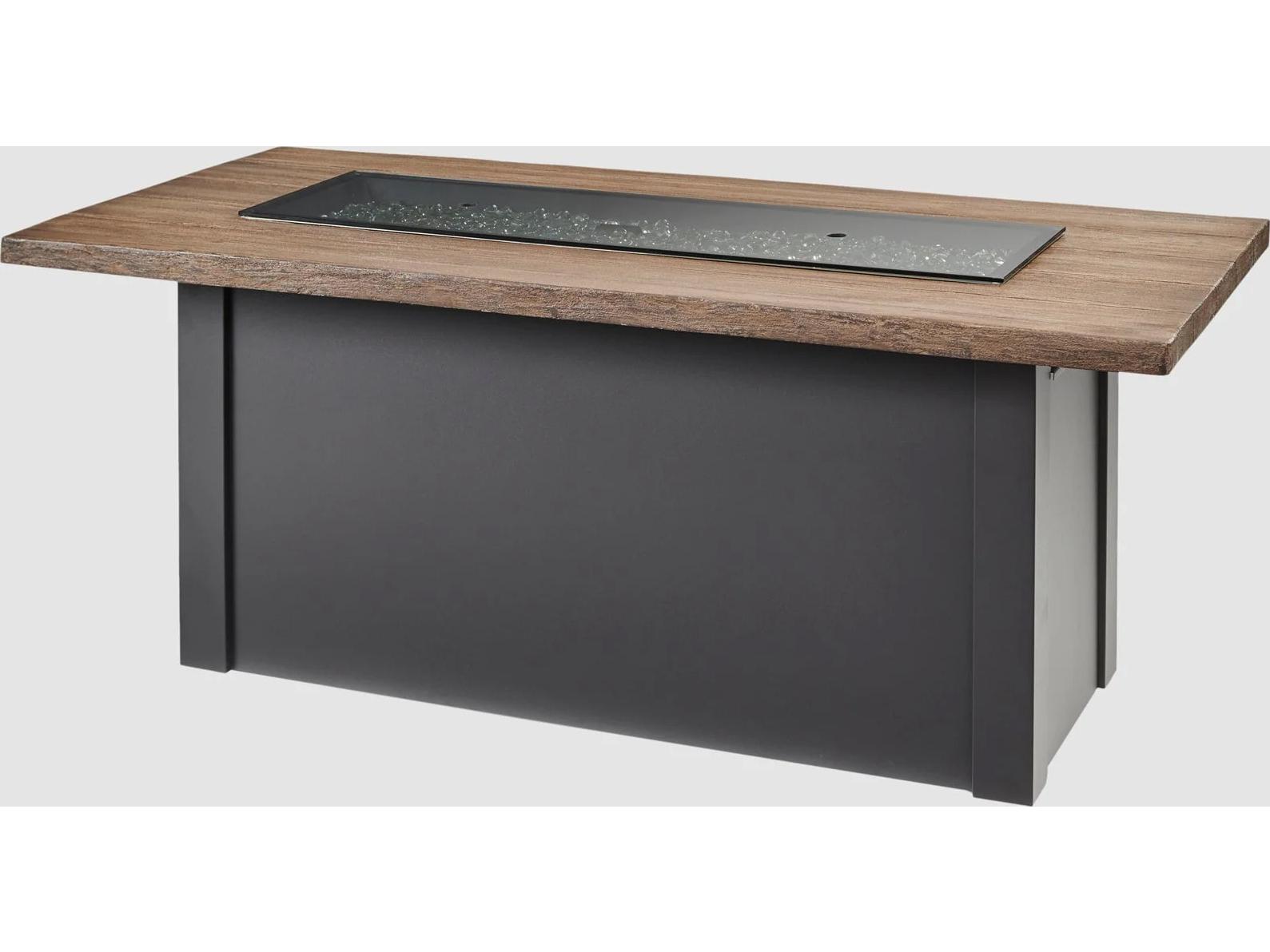 Outdoor Greatroom Havenwood Steel Graphite Grey Rectangular Driftwood Everblend Top Gas Fire Pit Table with Direct Spark Ignition LP