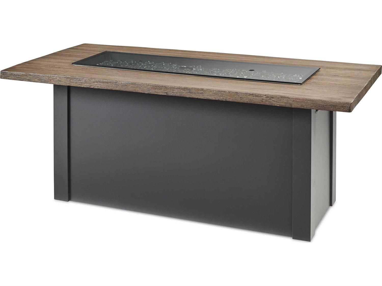 Outdoor Greatroom Havenwood Steel Graphite Grey Rectangular Driftwood Everblend Top Gas Fire Pit Table