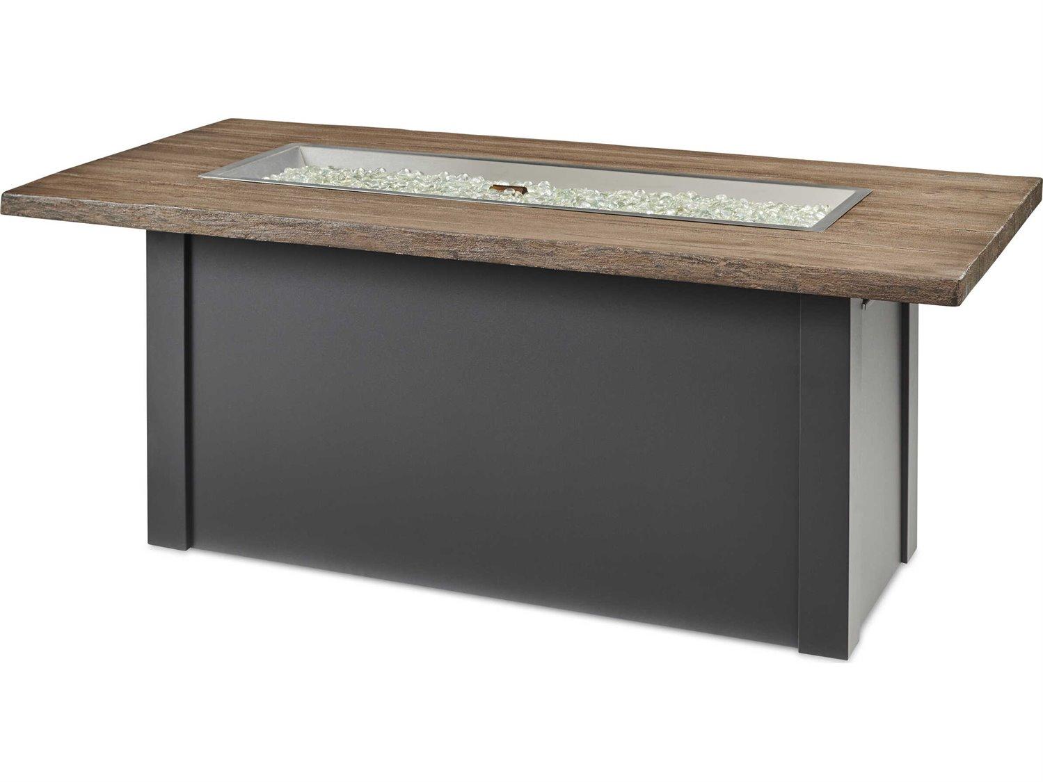Outdoor Greatroom Havenwood Steel Graphite Grey Rectangular Driftwood Everblend Top Gas Fire Pit Table