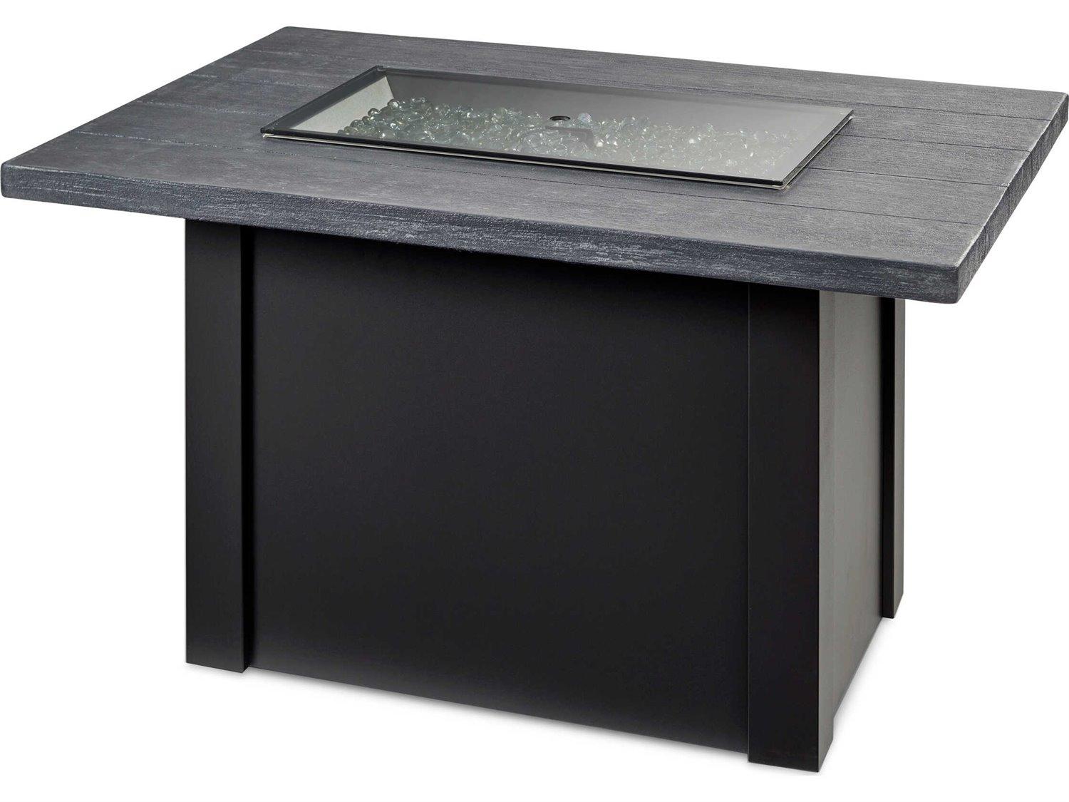 Outdoor Greatroom Havenwood Steel Luverne Black Rectangular Carbon Grey Everblend Top Gas Fire Pit Table