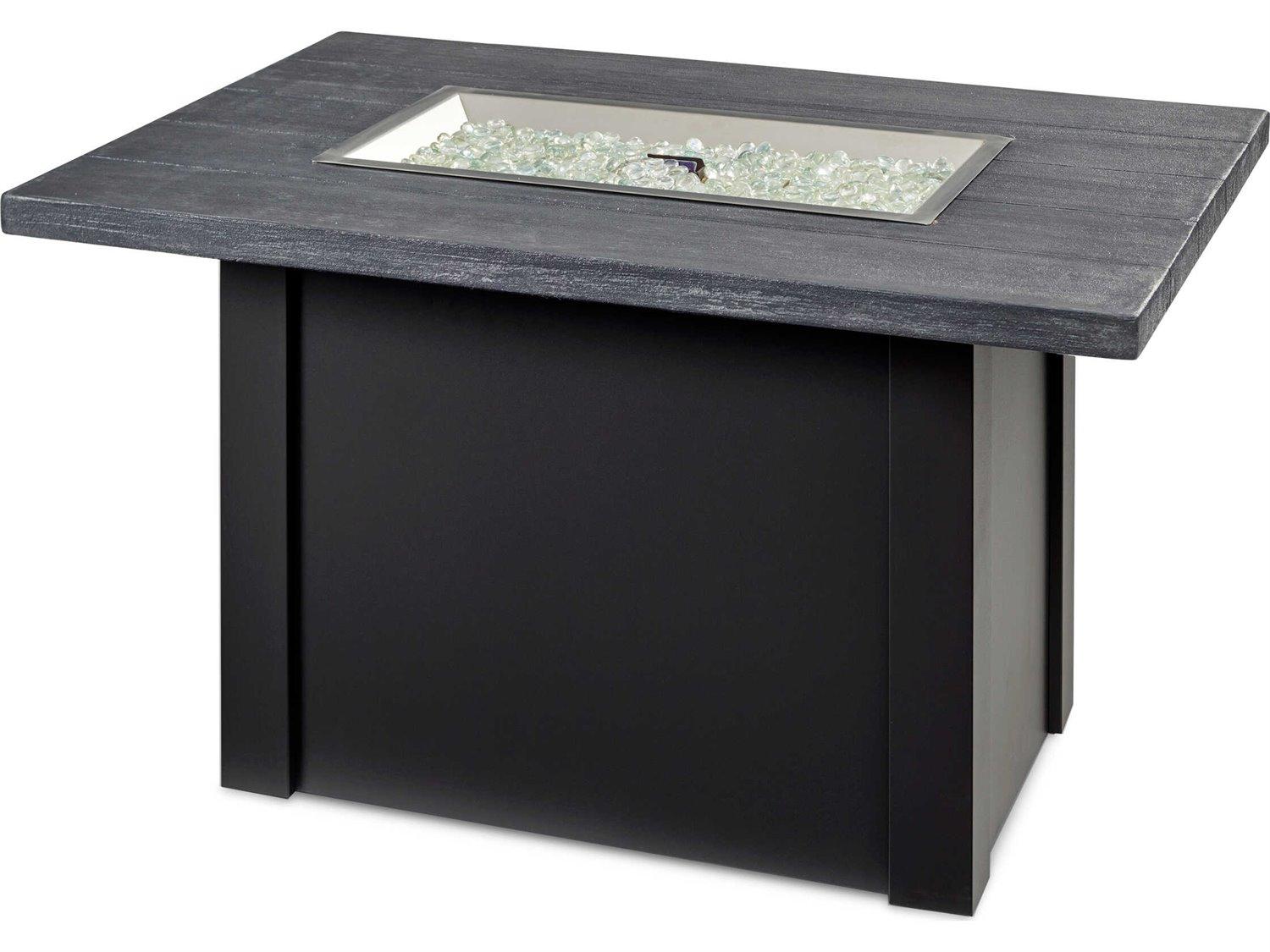 Outdoor Greatroom Havenwood Steel Luverne Black Rectangular Carbon Grey Everblend Top Gas Fire Pit Table