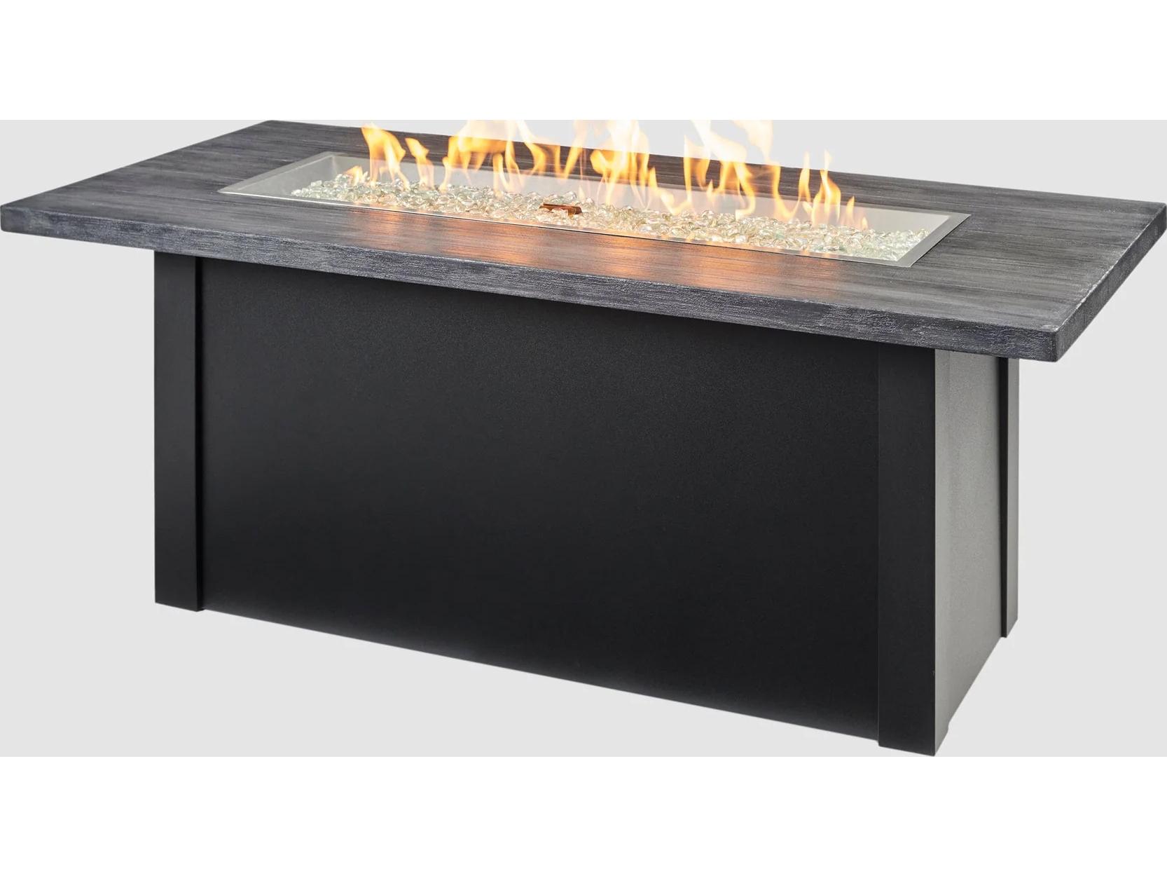Outdoor Greatroom Havenwood Steel Luverne Black Rectangular Carbon Grey Everblend Top Gas Fire Pit Table with Direct Spark Ignition LP