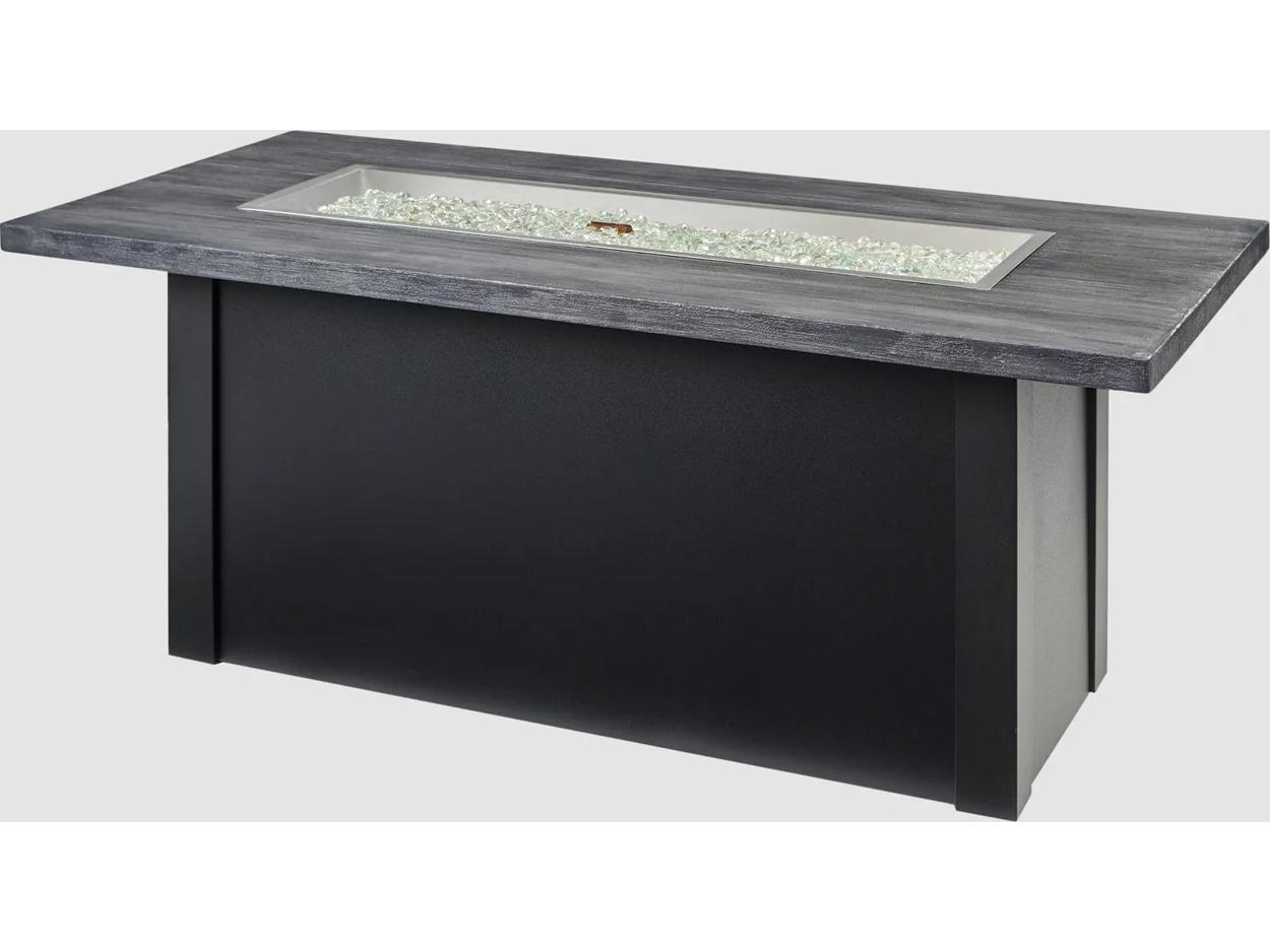 Outdoor Greatroom Havenwood Steel Luverne Black Rectangular Carbon Grey Everblend Top Gas Fire Pit Table with Direct Spark Ignition LP