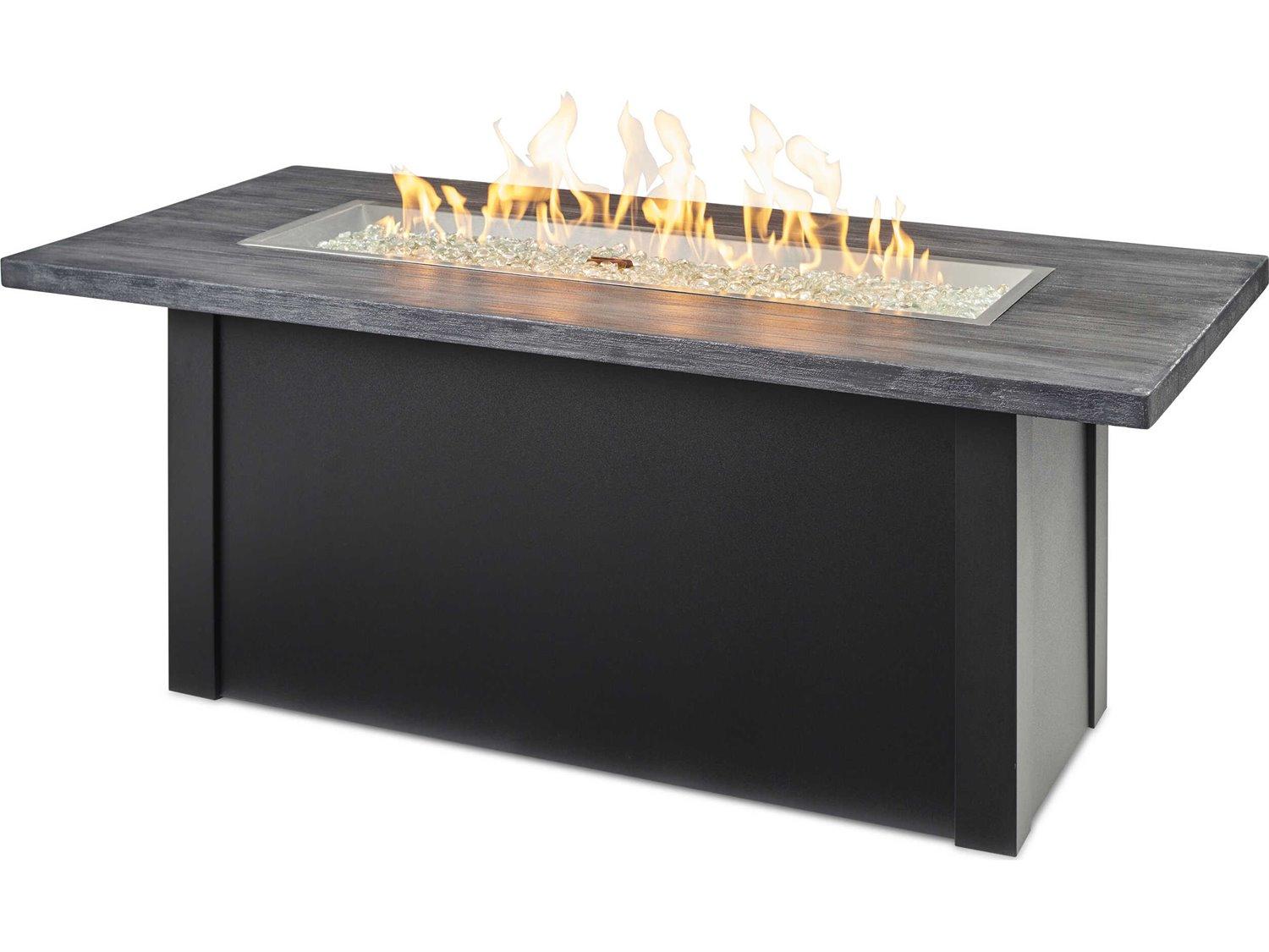 Outdoor Greatroom Havenwood Steel Luverne Black Rectangular Carbon Grey Everblend Top Gas Fire Pit Table
