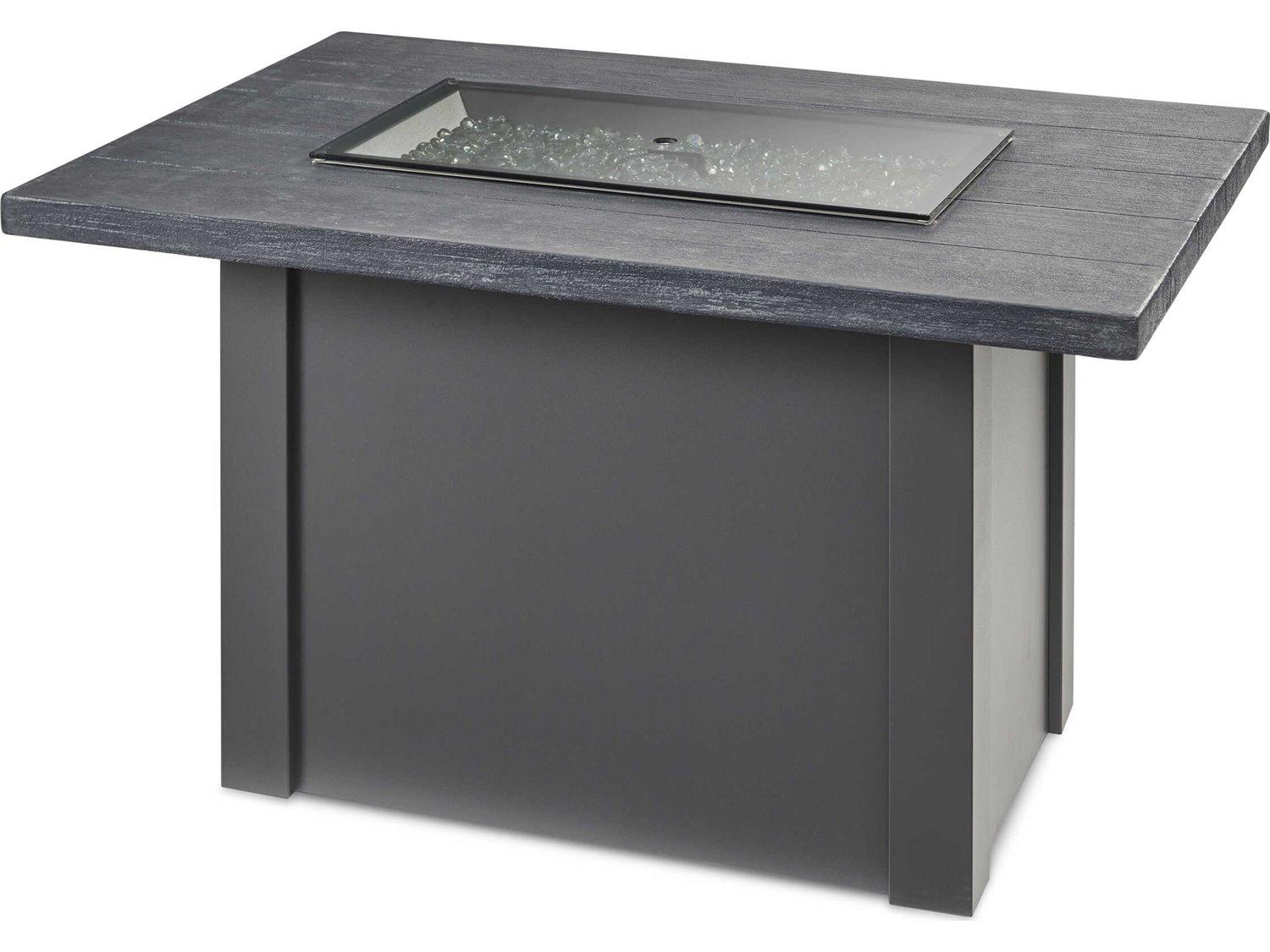 Outdoor Greatroom Havenwood Steel Graphite Grey Rectangular Carbon Grey Everblend Top Gas Fire Pit Table