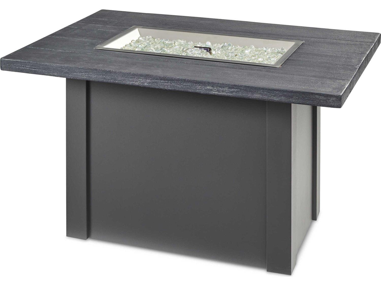Outdoor Greatroom Havenwood Steel Graphite Grey Rectangular Carbon Grey Everblend Top Gas Fire Pit Table