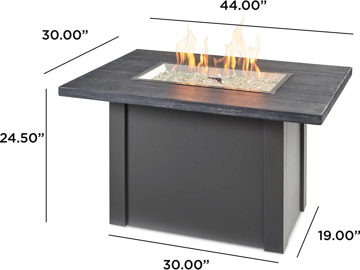 Outdoor Greatroom Havenwood Steel Graphite Grey Rectangular Carbon Grey Everblend Top Gas Fire Pit Table
