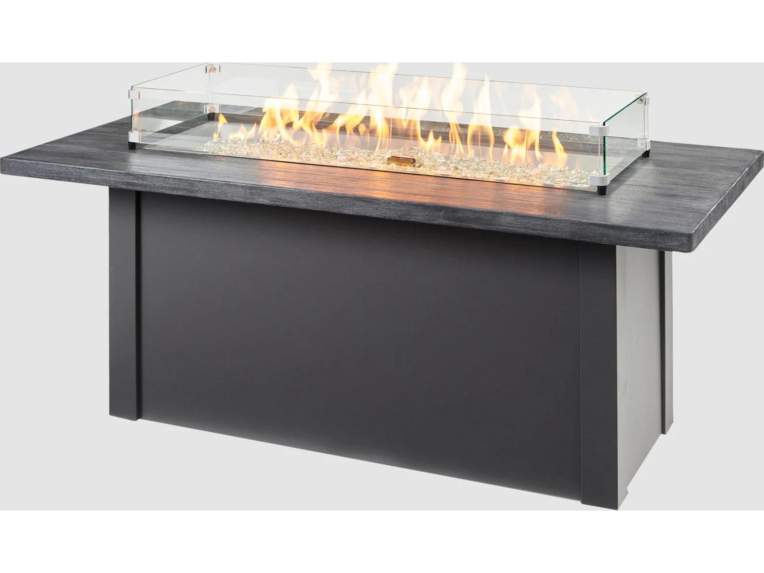 Outdoor Greatroom Havenwood Steel Graphite Grey Rectangular Carbon Grey Everblend Top Gas Fire Pit Table with Direct Spark Ignition NG