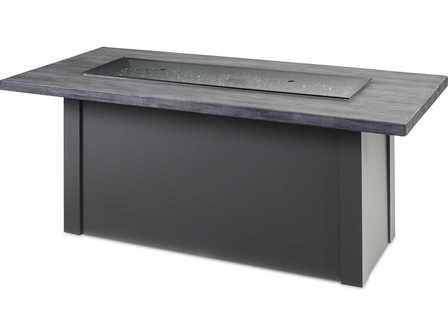 Outdoor Greatroom Havenwood Steel Graphite Grey Rectangular Carbon Grey Everblend Top Gas Fire Pit Table