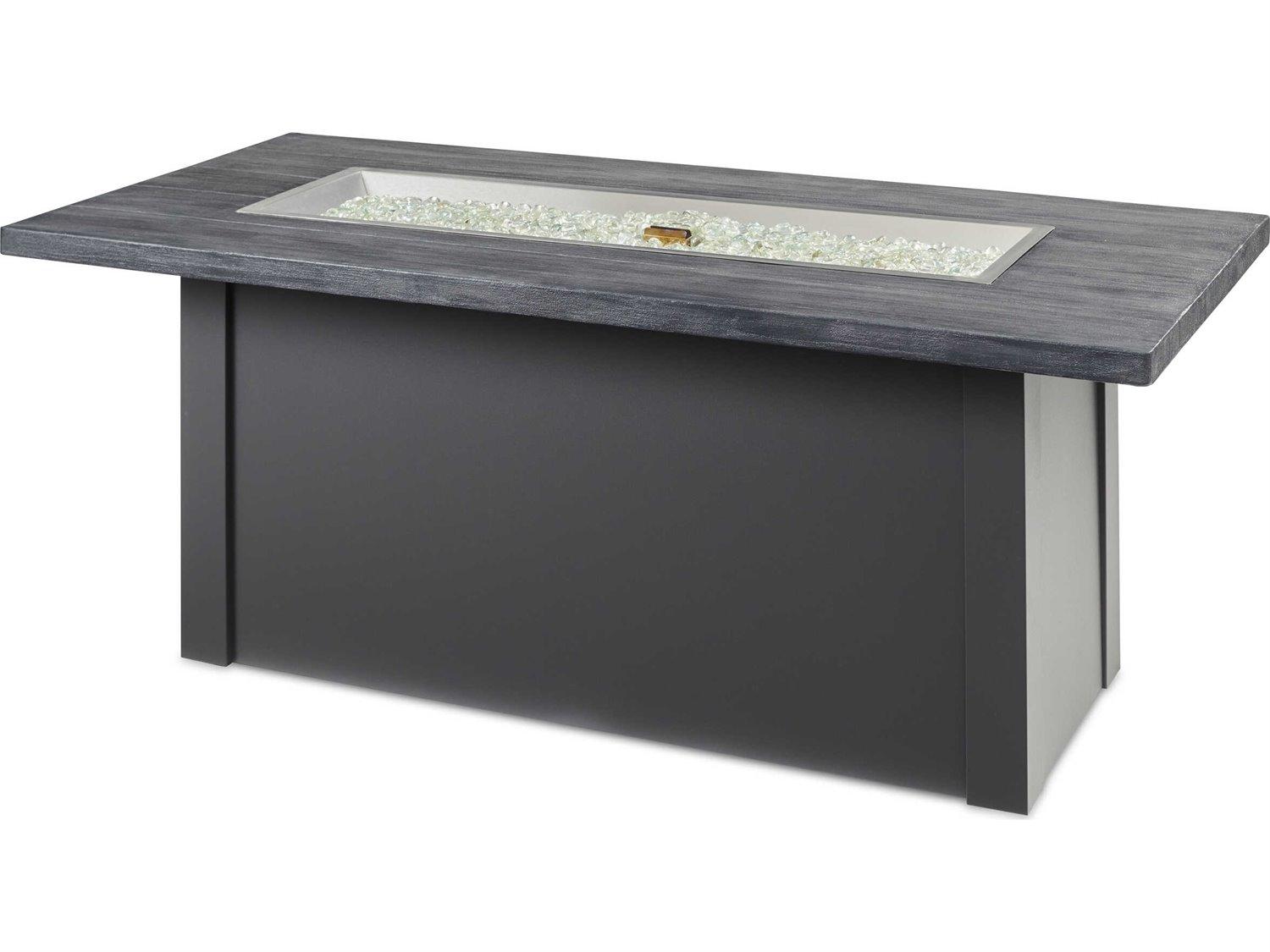 Outdoor Greatroom Havenwood Steel Graphite Grey Rectangular Carbon Grey Everblend Top Gas Fire Pit Table