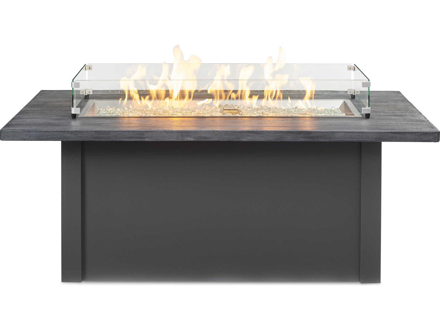 Outdoor Greatroom Havenwood Steel Graphite Grey Rectangular Carbon Grey Everblend Top Gas Fire Pit Table
