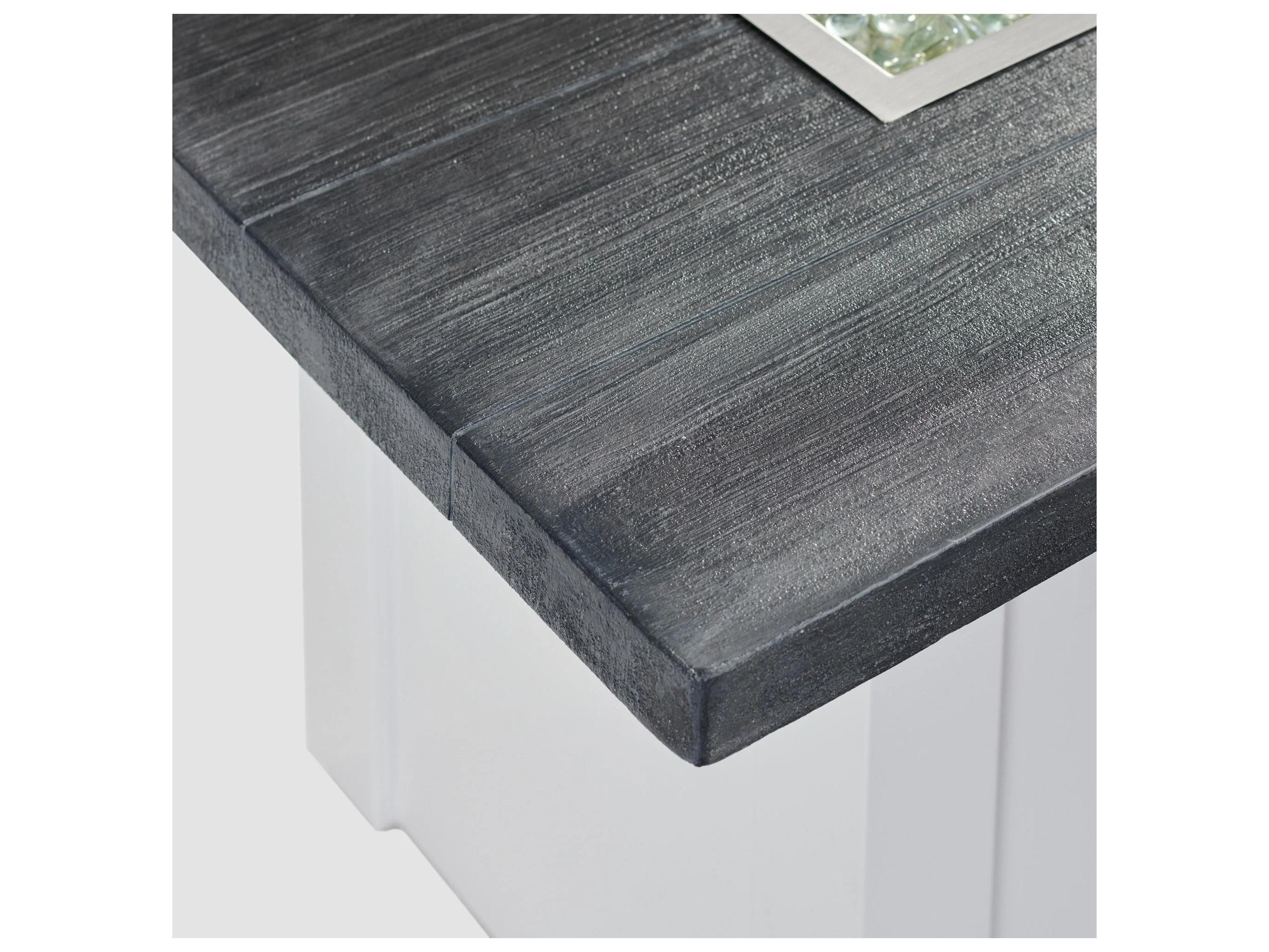 Outdoor Greatroom Havenwood Steel White Rectangular Carbon Grey Everblend Top Gas Fire Pit Table with Direct Spark Ignition NG