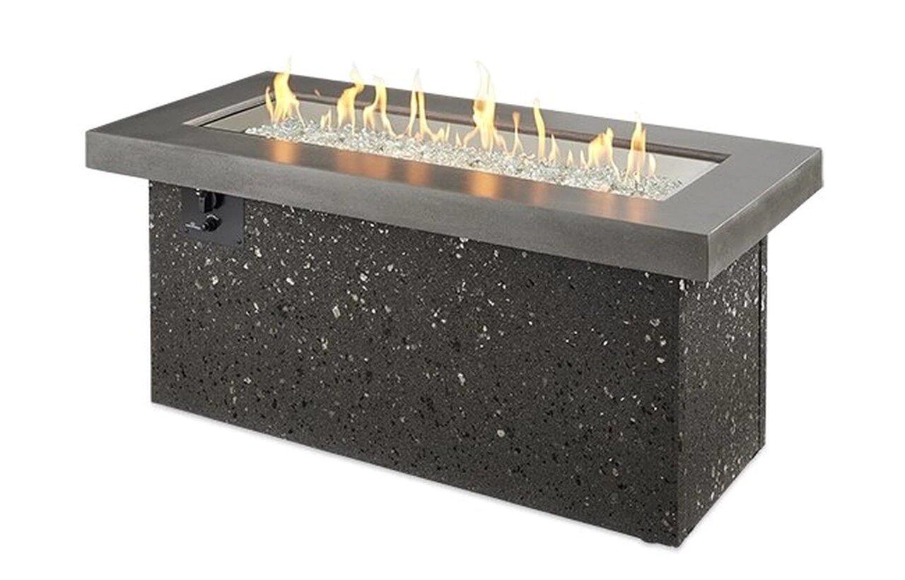 Outdoor Greatroom Key Largo Concrete Polished Midnight Mist Rectangular Liquid Propane Fire Pit Table