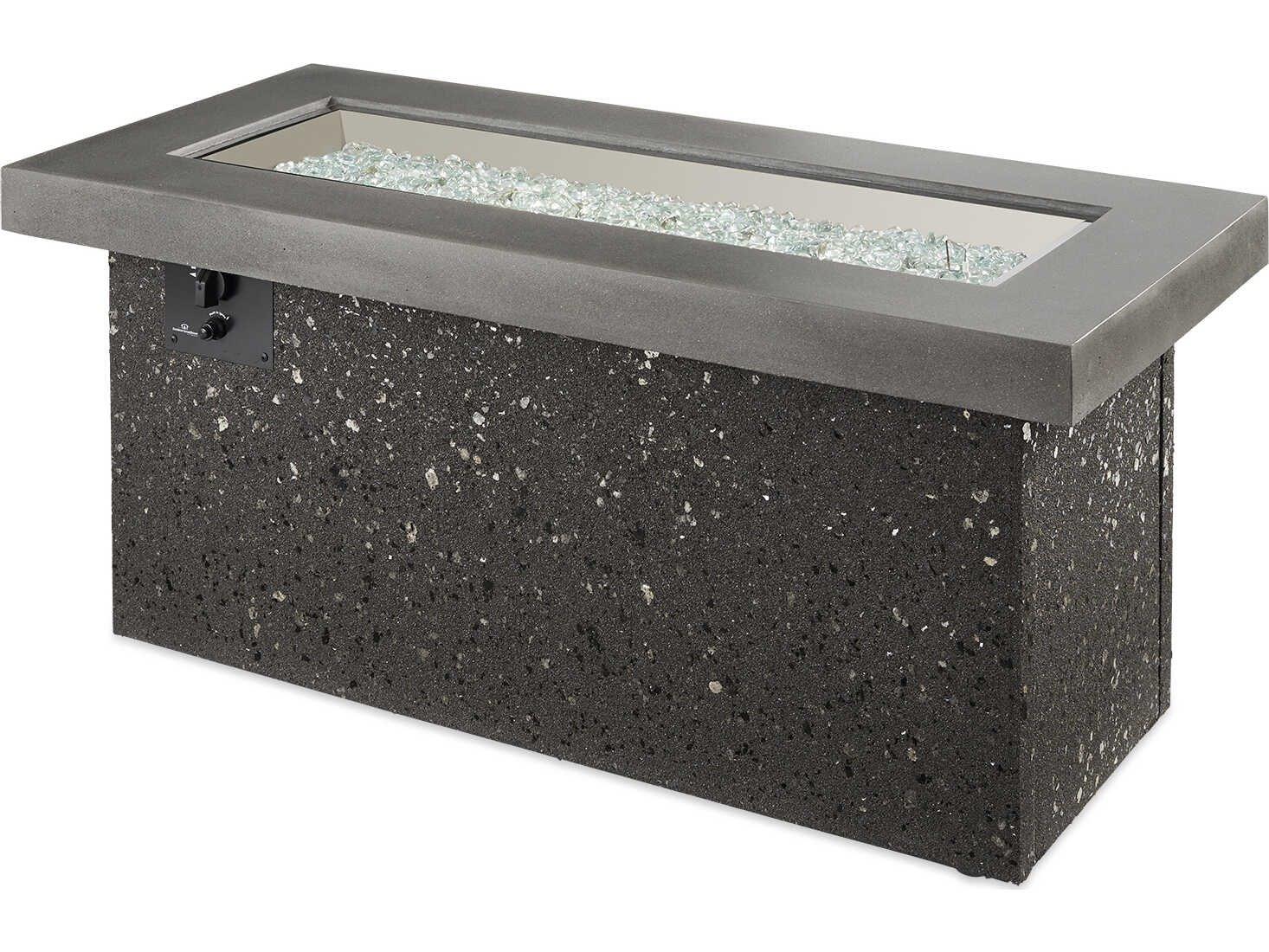 Outdoor Greatroom Key Largo Midnight Mist Rectangular Crystal Fire Pit Table