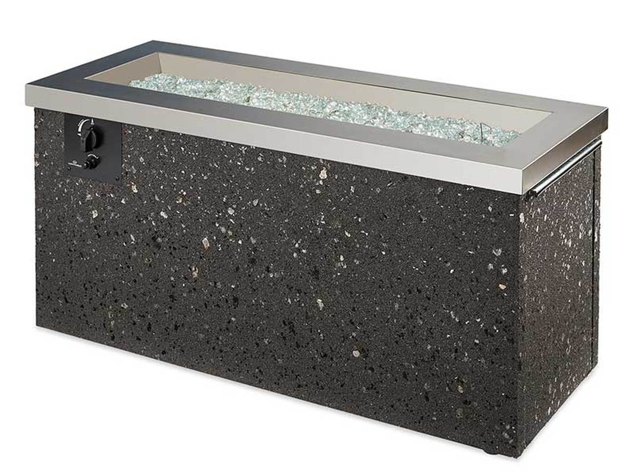 Outdoor Greatroom Key Largo Stainess Steel Polished Midnight Mist Rectangular Liquid Propane Fire Pit Table