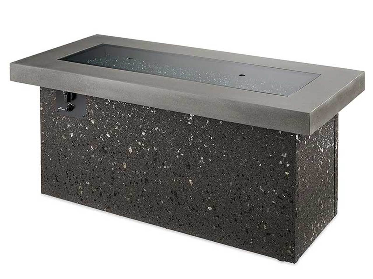 Outdoor Greatroom Key Largo Stainess Steel Polished Midnight Mist Rectangular Liquid Propane Fire Pit Table