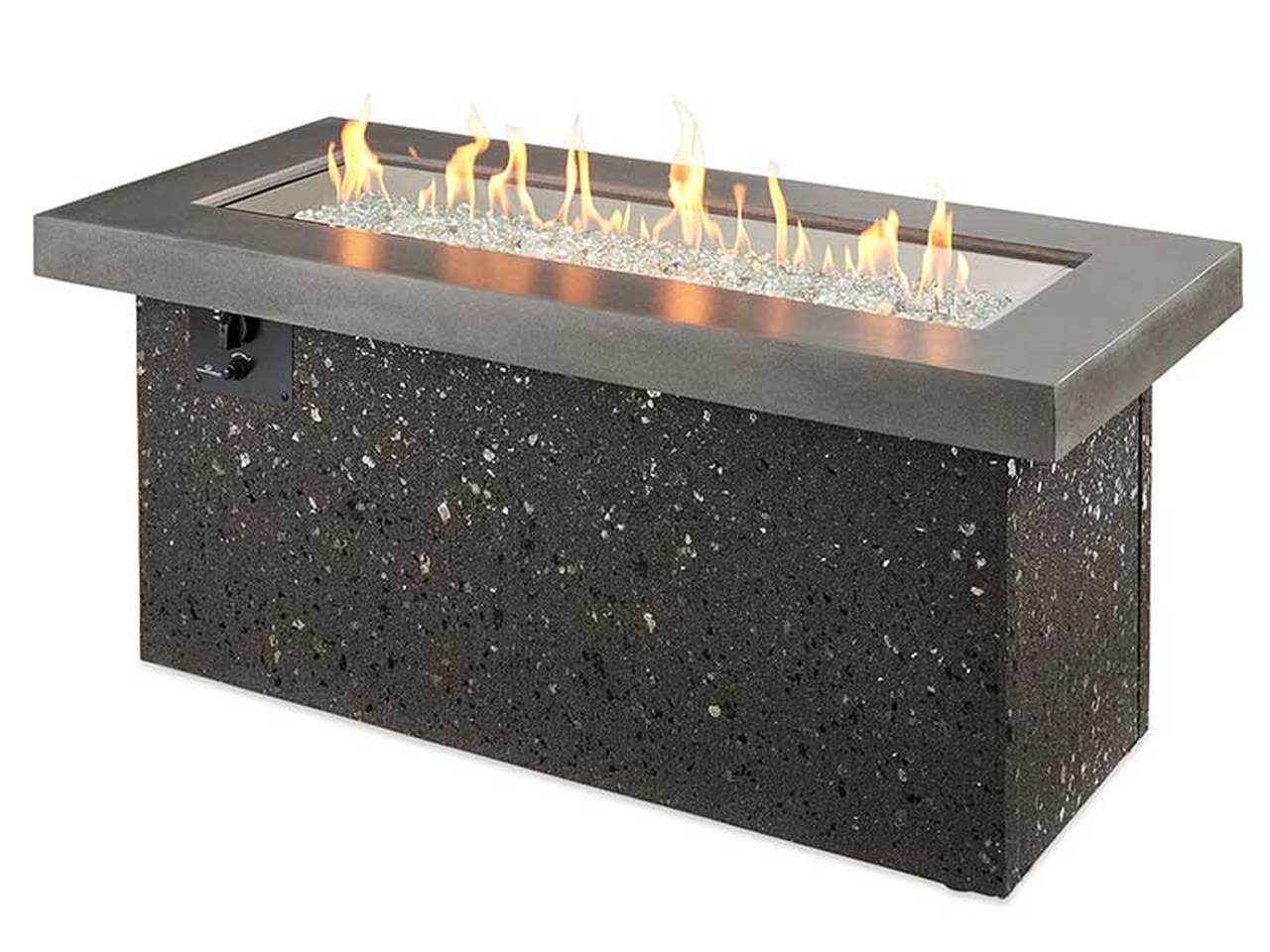 Outdoor Greatroom Key Largo Concrete Polished Midnight Mist Rectangular Natural Gas Fire Pit Table