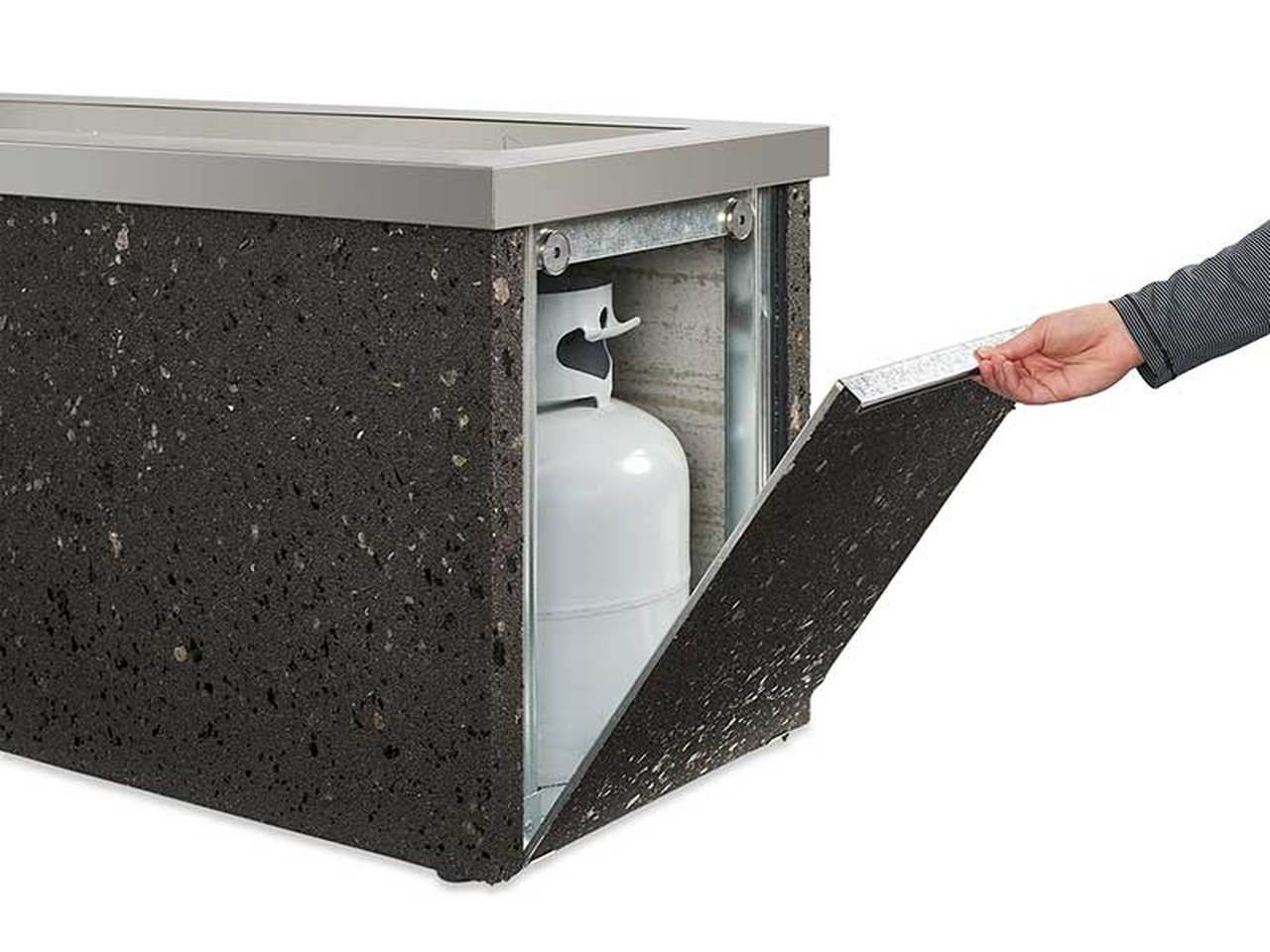 Outdoor Greatroom Key Largo Concrete Polished Midnight Mist Rectangular Natural Gas Fire Pit Table