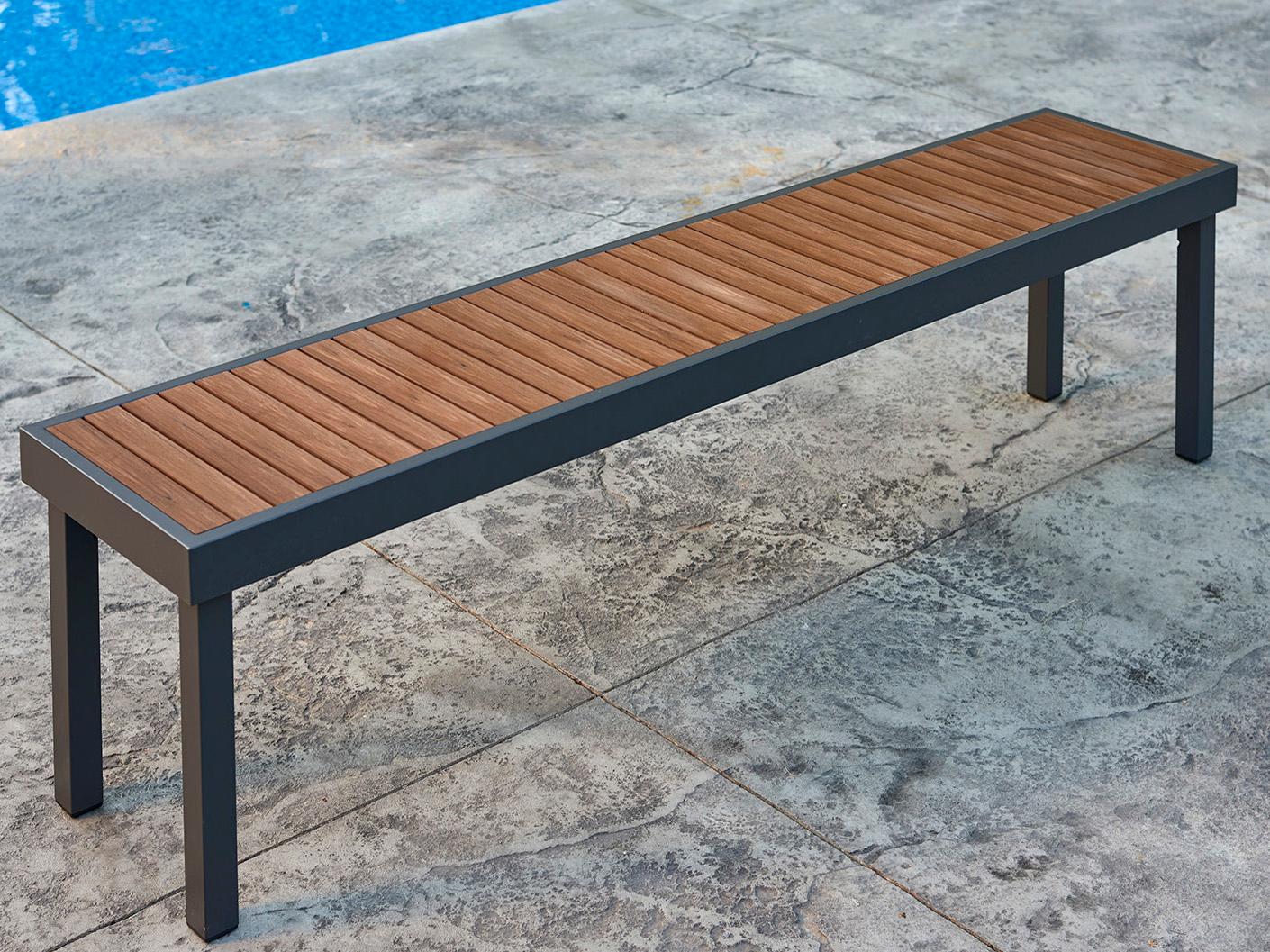 Outdoor Greatroom Kenwood Aluminum Graphite Grey Long Bench