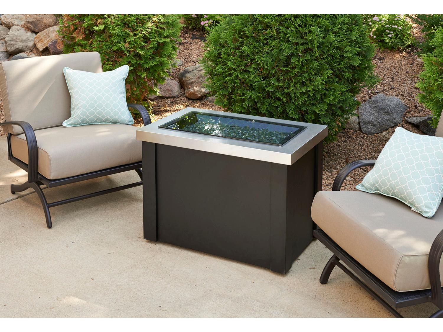 Outdoor Greatroom Providence Steel Black Rectangular Crystal Fire Pit Table