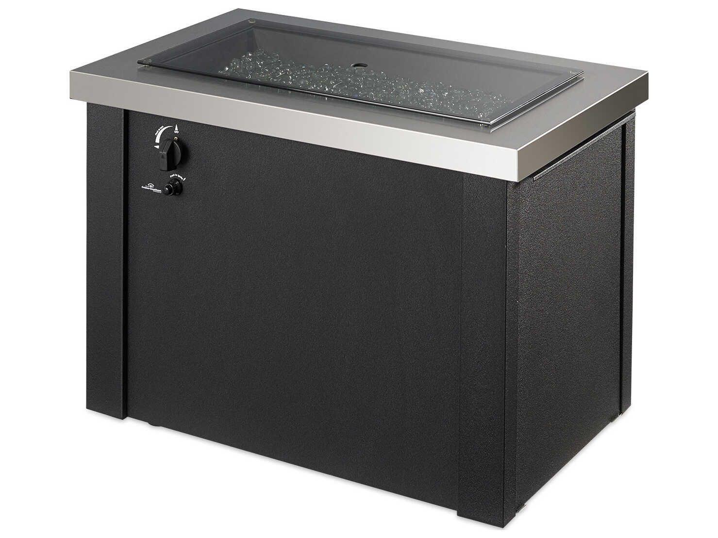 Outdoor Greatroom Providence Steel Black Rectangular Crystal Fire Pit Table