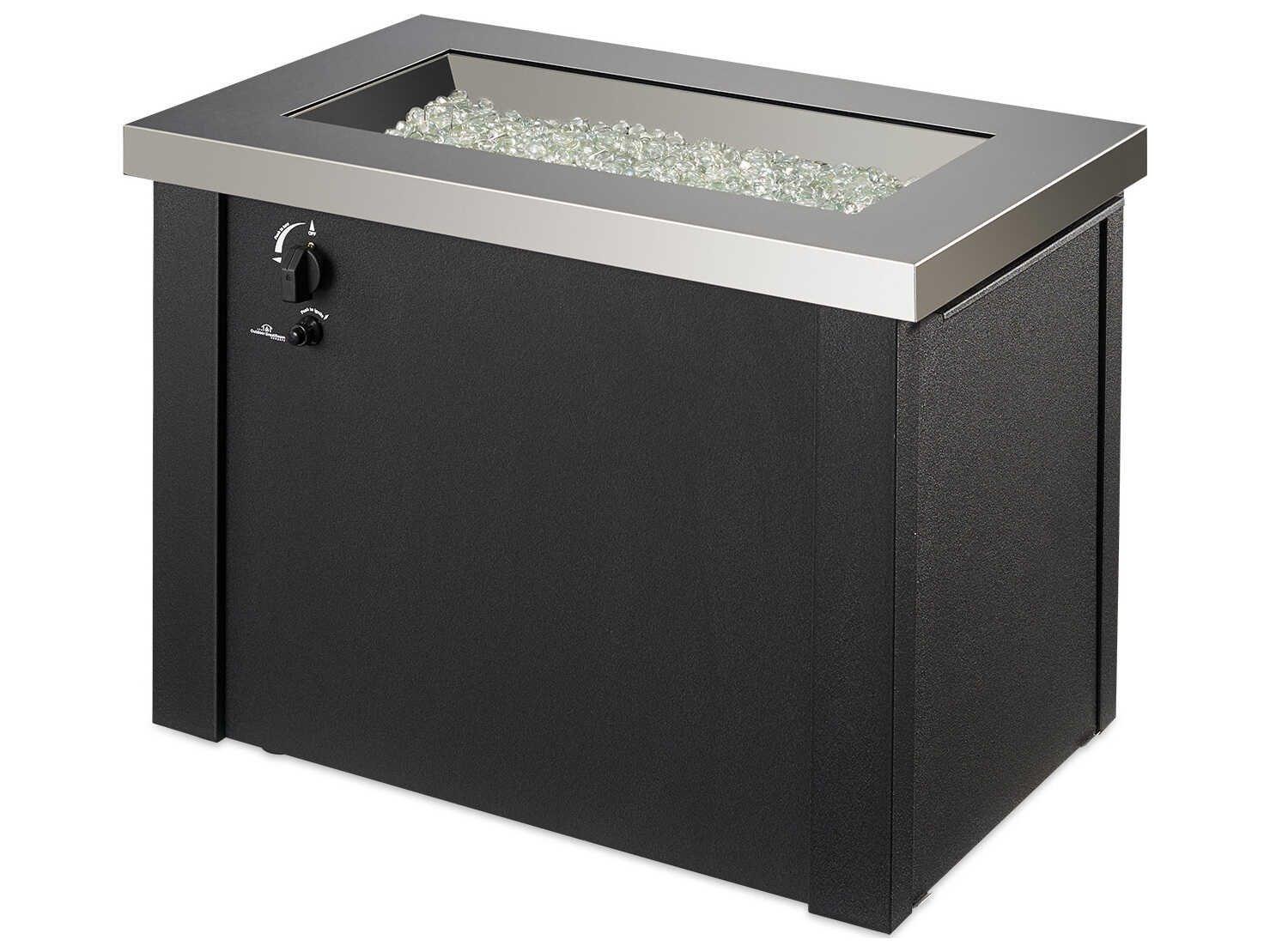 Outdoor Greatroom Providence Steel Black Rectangular Crystal Fire Pit Table