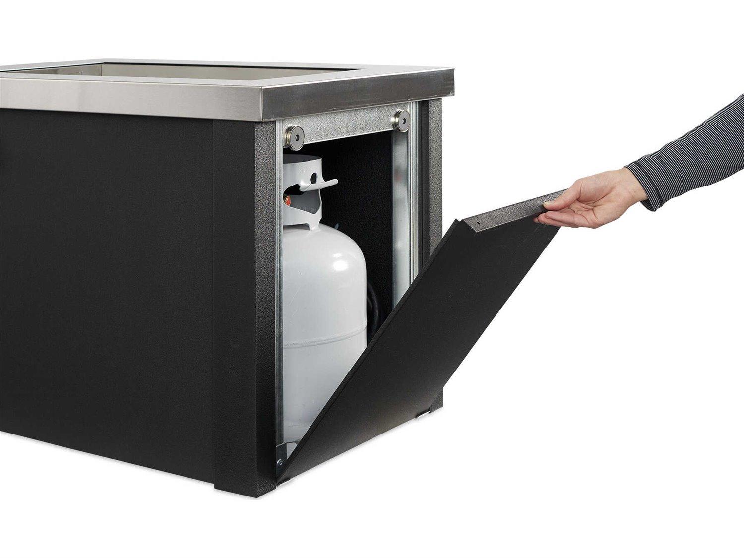 Outdoor Greatroom Providence Steel Black Rectangular Crystal Fire Pit Table