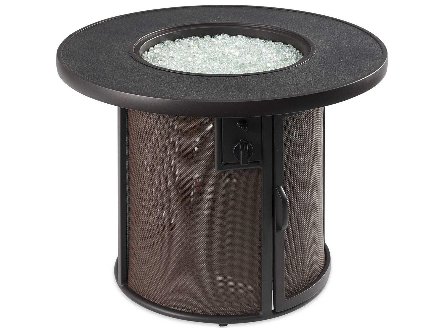 Outdoor Greatroom Stonefire Aluminum Brown Mesh Round Gas Fire Pit Table