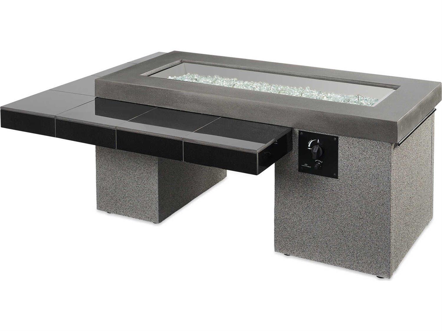 Outdoor Greatroom Uptown Granite Black Rectangular Crystal Fire Pit Table