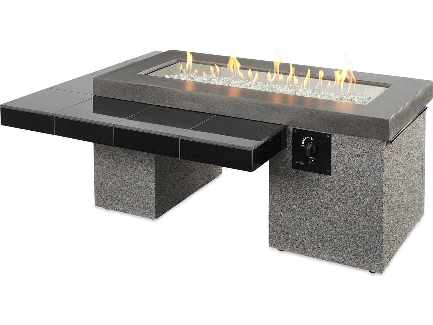 Outdoor Greatroom Uptown Granite Black Rectangular Crystal Fire Pit Table
