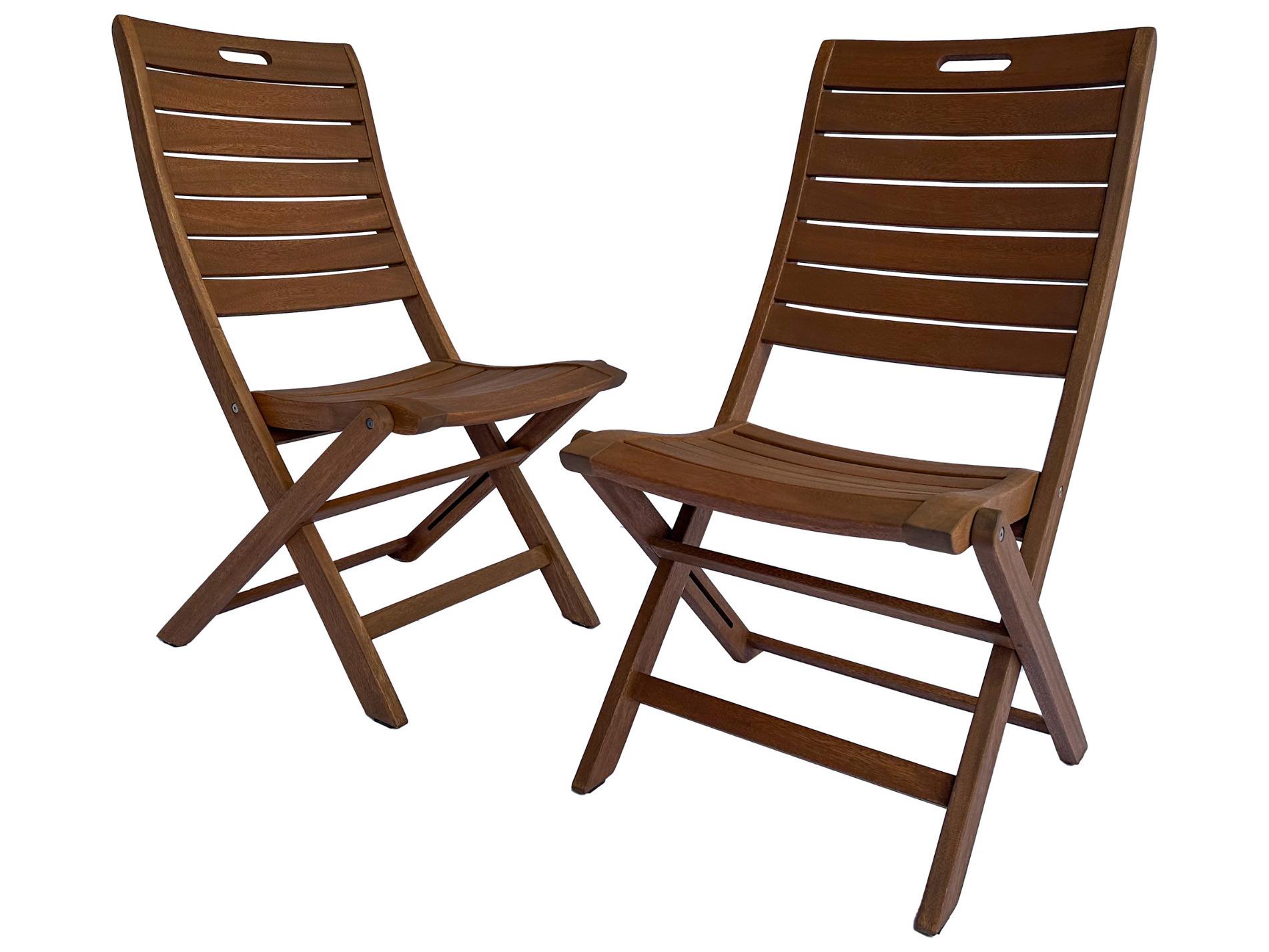 Outdoor Interiors Eucalyptus Folding Armless Chair (Price Includes Two)