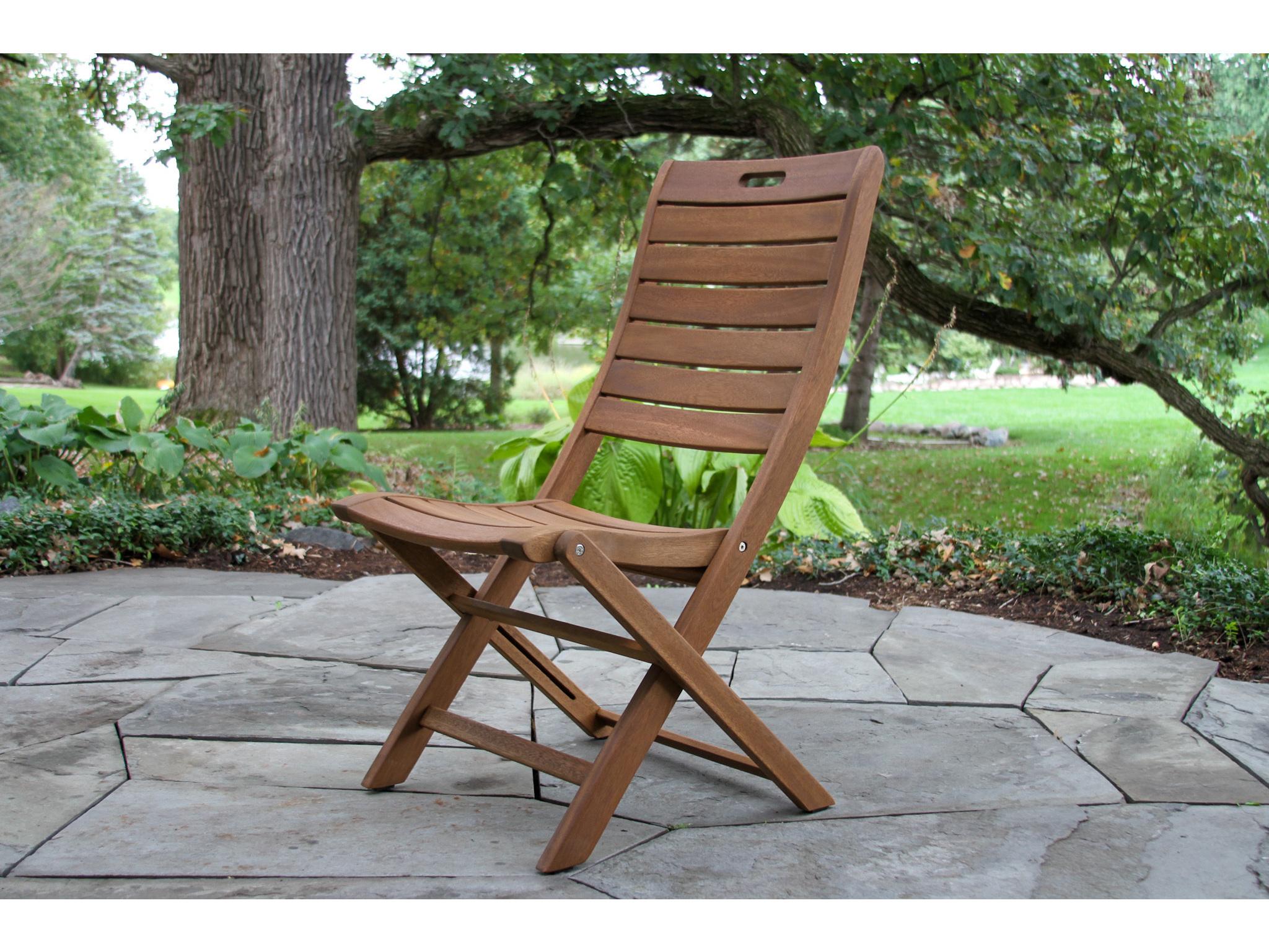 Outdoor Interiors Eucalyptus Folding Armless Chair (Price Includes Two)
