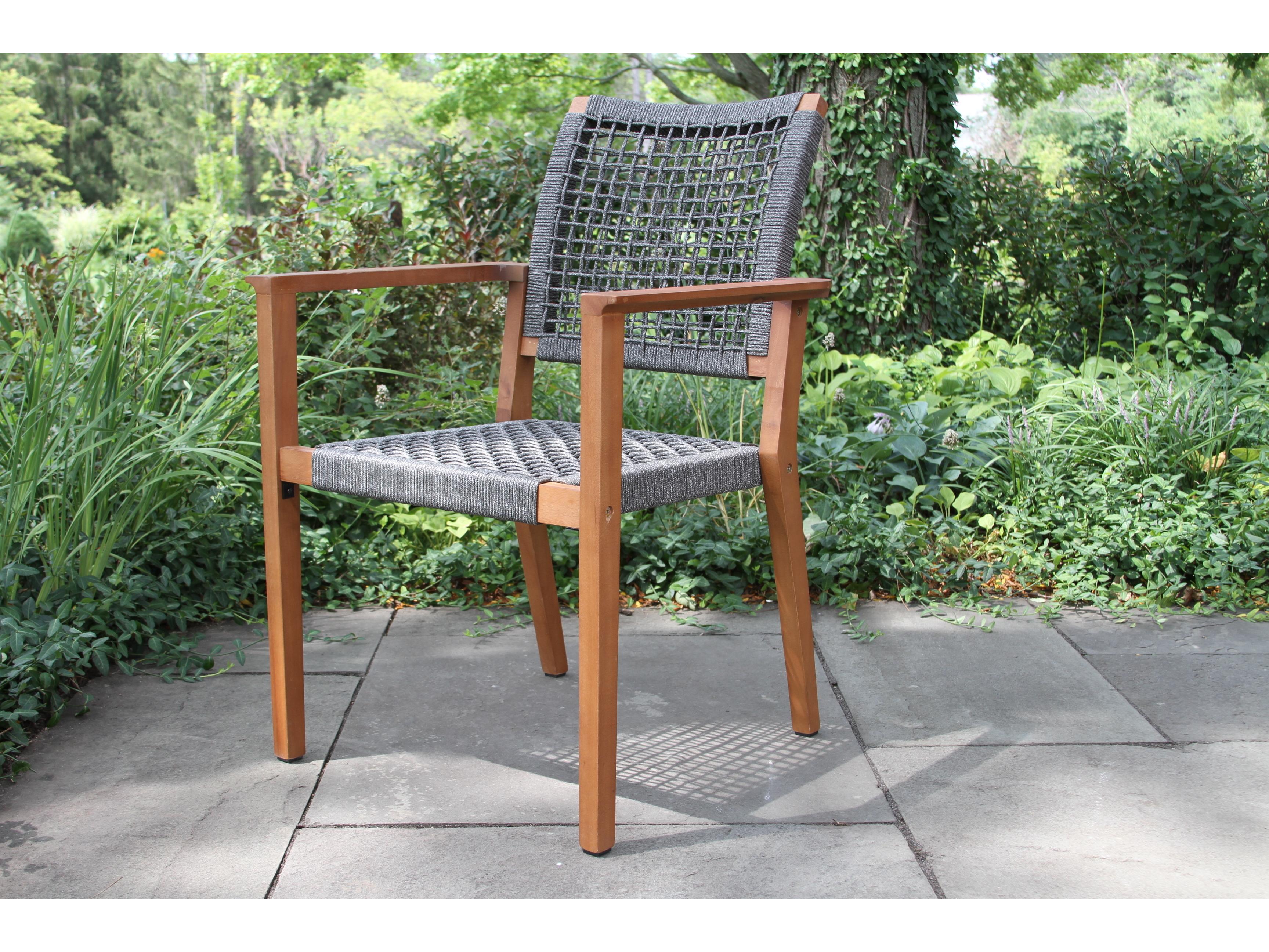 Outdoor Interiors Eucalyptus & Grey Rope Stacking Chair (Price Includes Two)