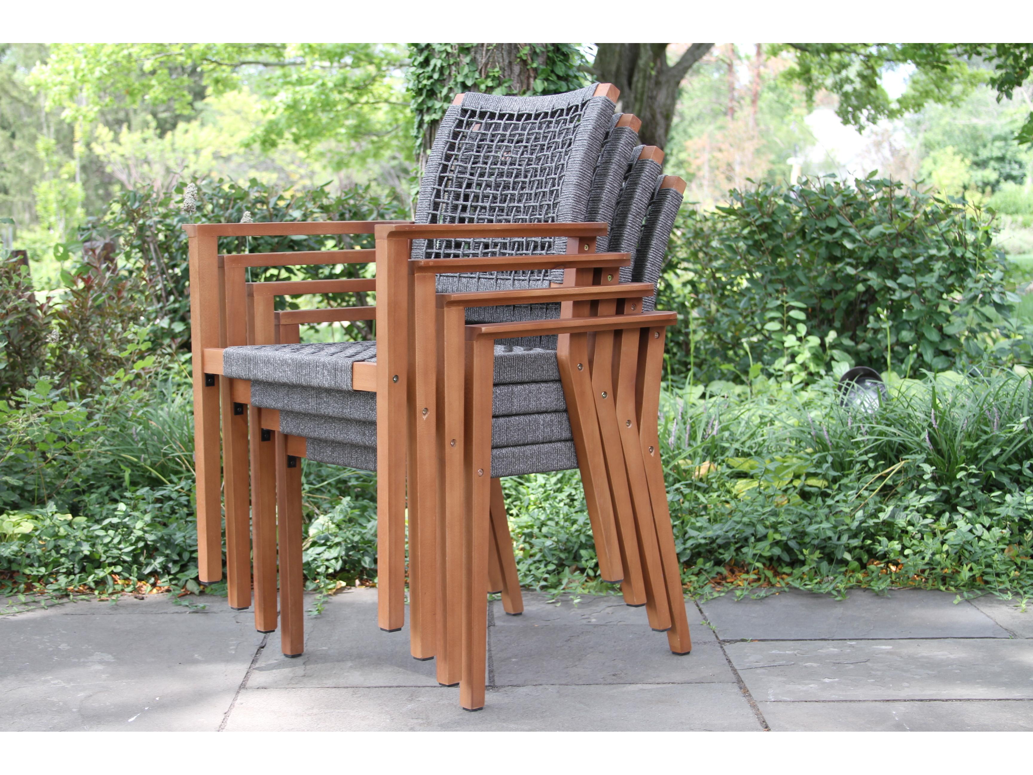 Outdoor Interiors Eucalyptus & Grey Rope Stacking Chair (Price Includes Two)