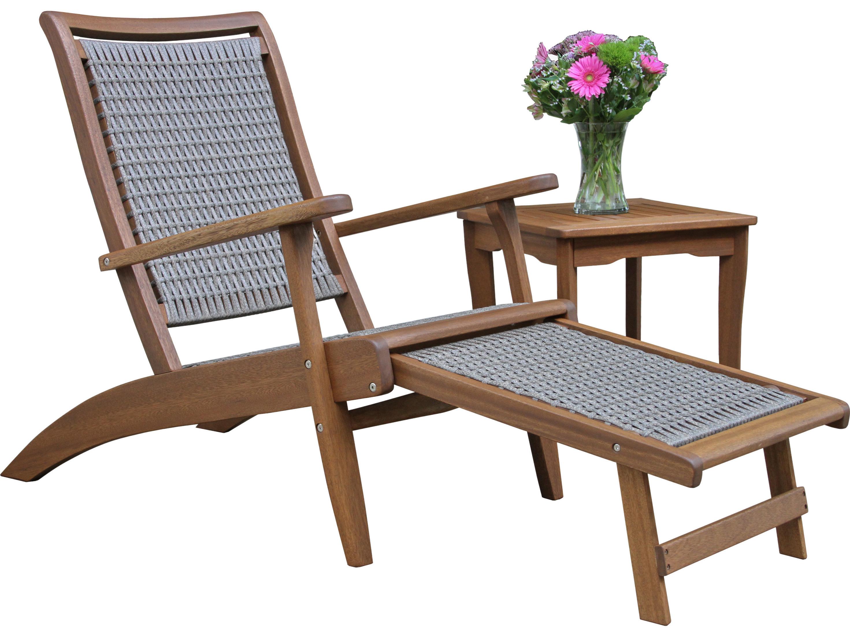 Outdoor Interiors Eucalyptus & Driftwood Grey Wicker Lounge Chair with Ottoman