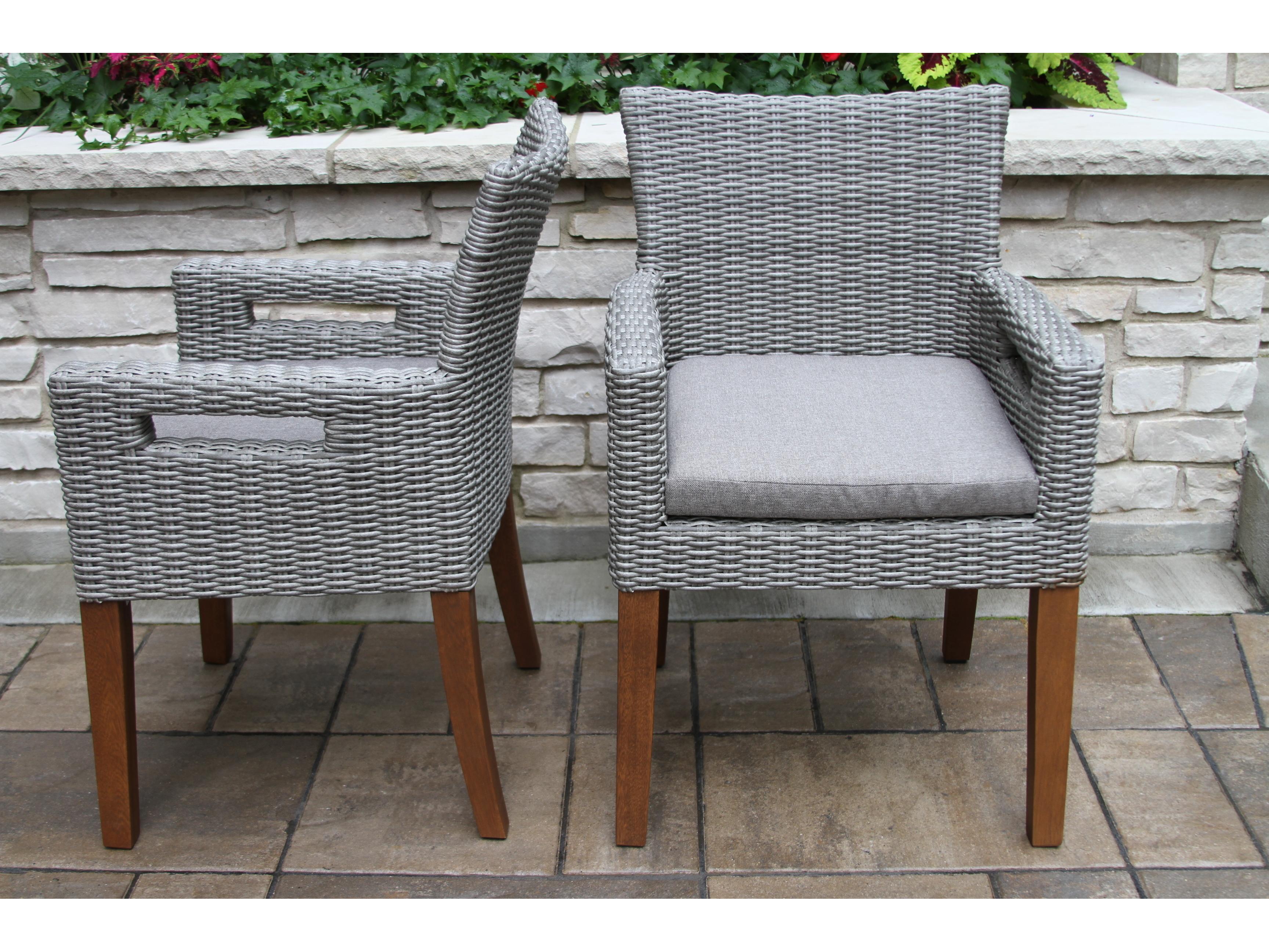 Outdoor Interiors Eucalyptus & Light Grey Wicker Armchair w Handles (Price Includes Two)