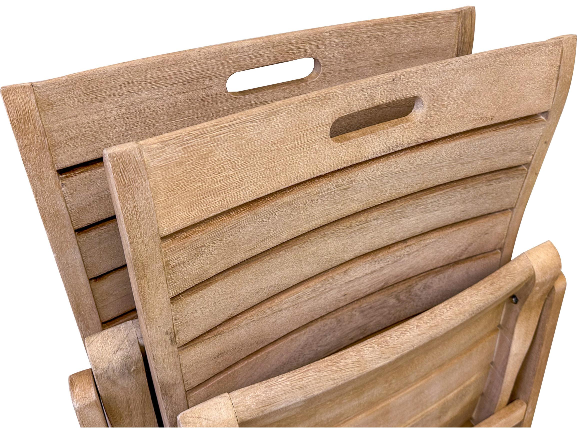 Outdoor Interiors Antique Wash Eucalyptus Folding Armless Chair (Price Includes Two)