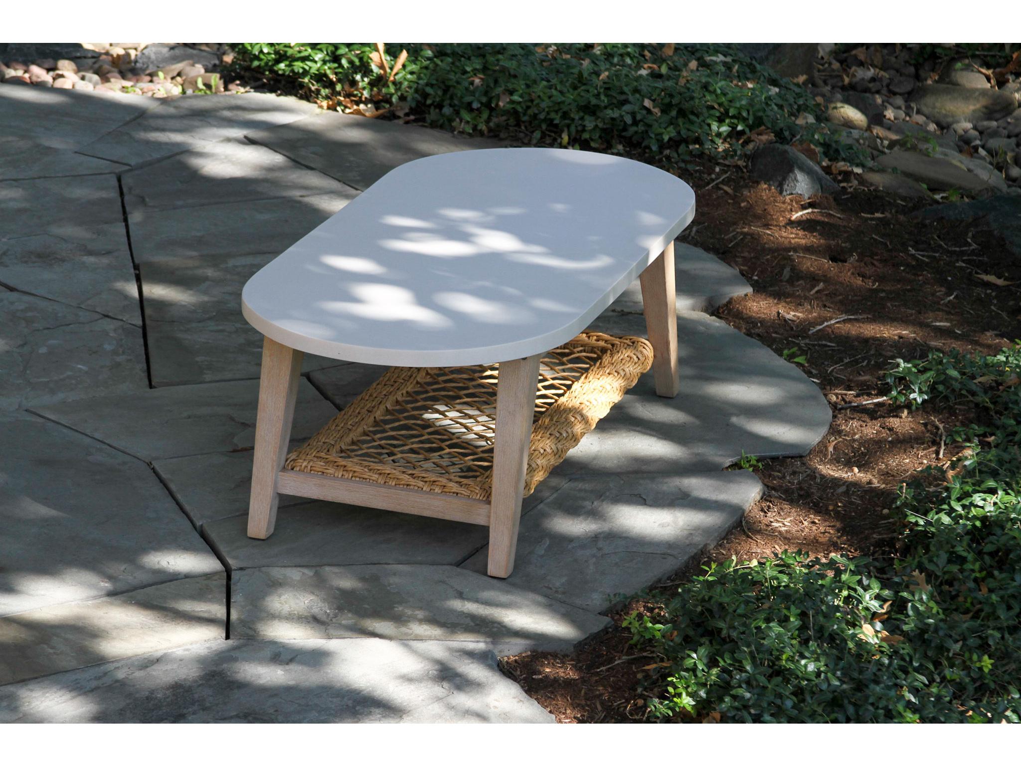 Outdoor Interiors Sahara Oval Ivory Composite Coffee Table, 51" x 25"