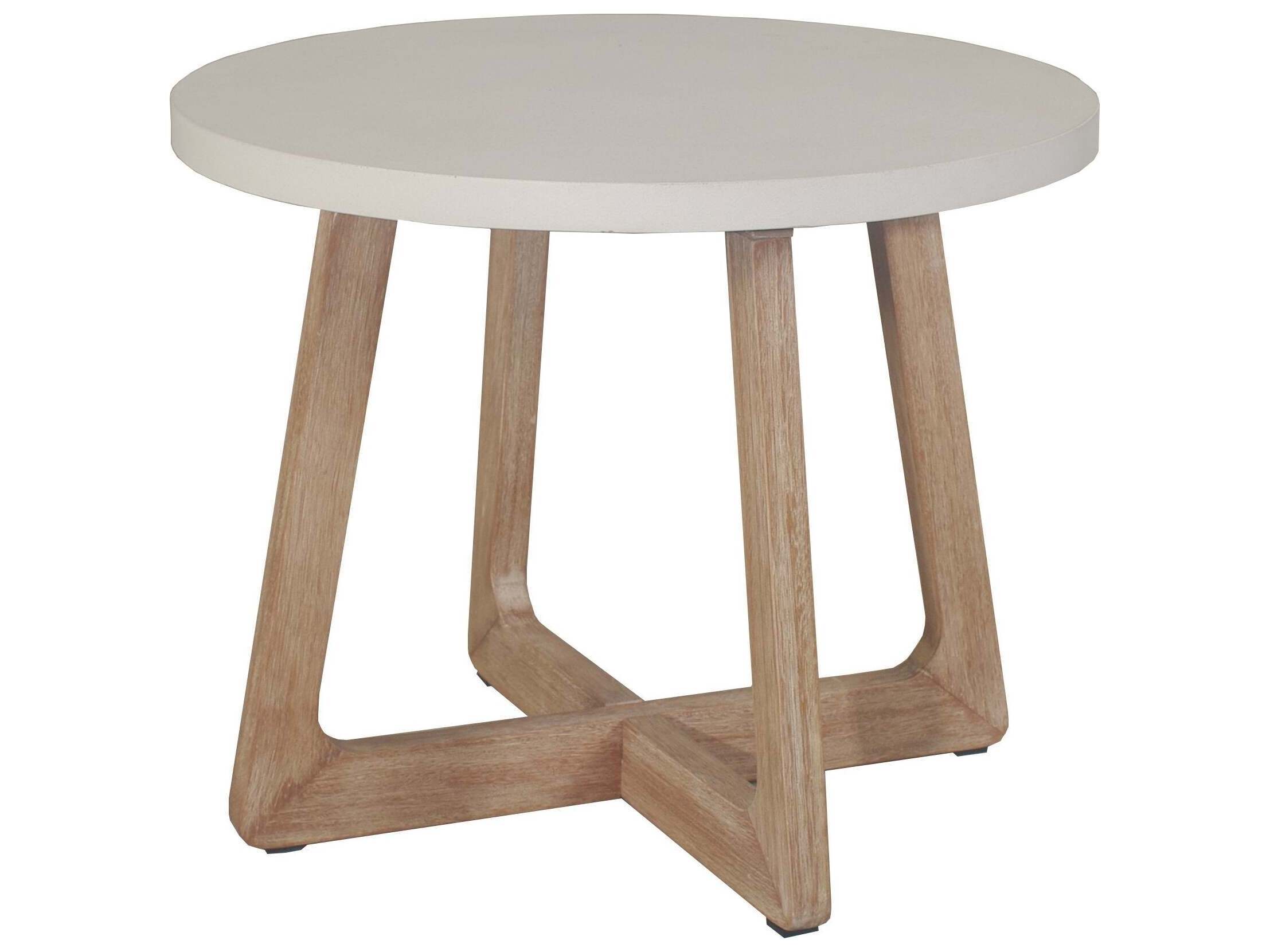 Outdoor Interiors Antique Wash & Ivory Compsoite Accent Table, 24" Dia