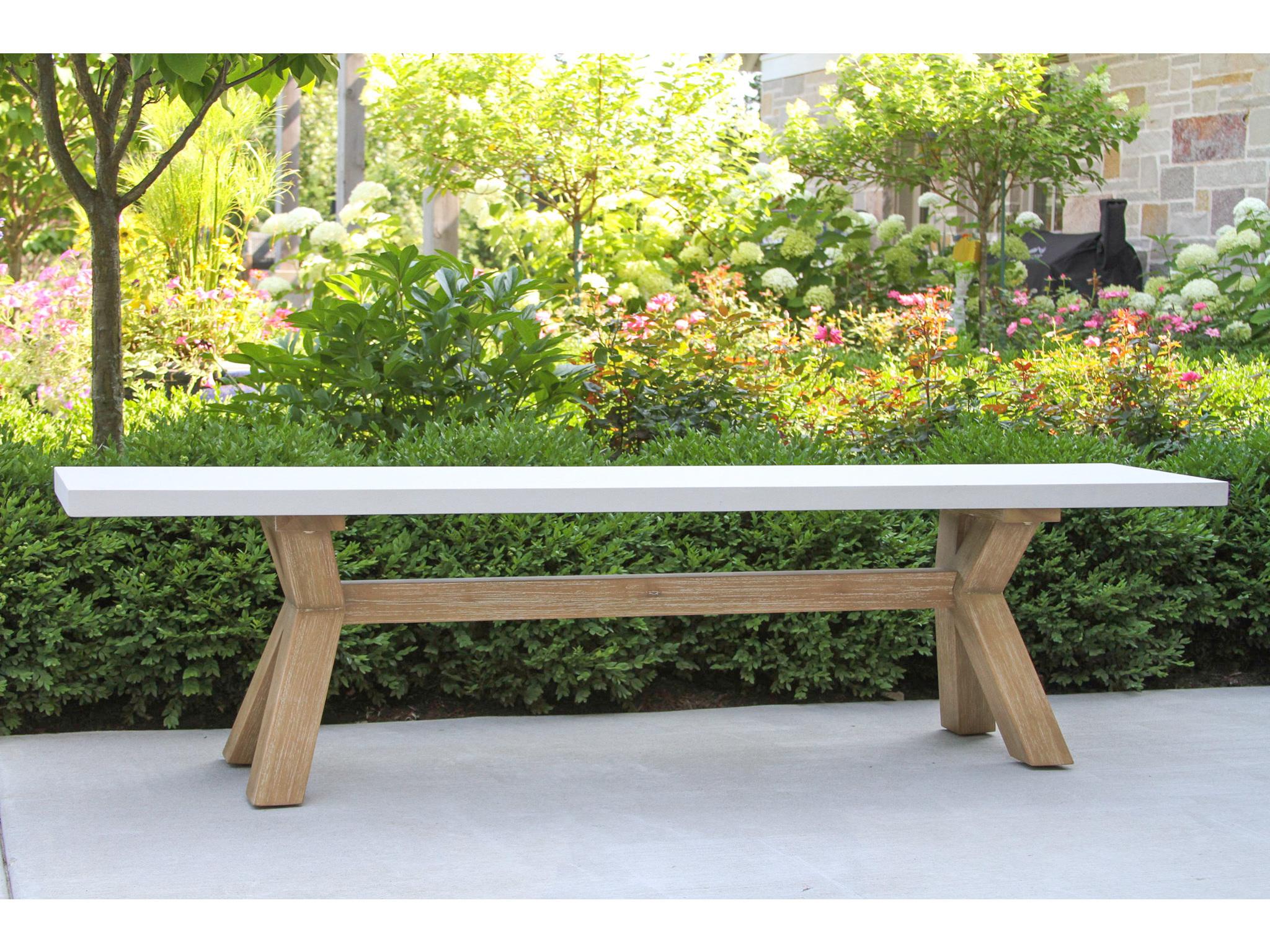 Outdoor Interiors Antique Wash Eucalyptus & Ivory Composite Bench, 74" x 14"