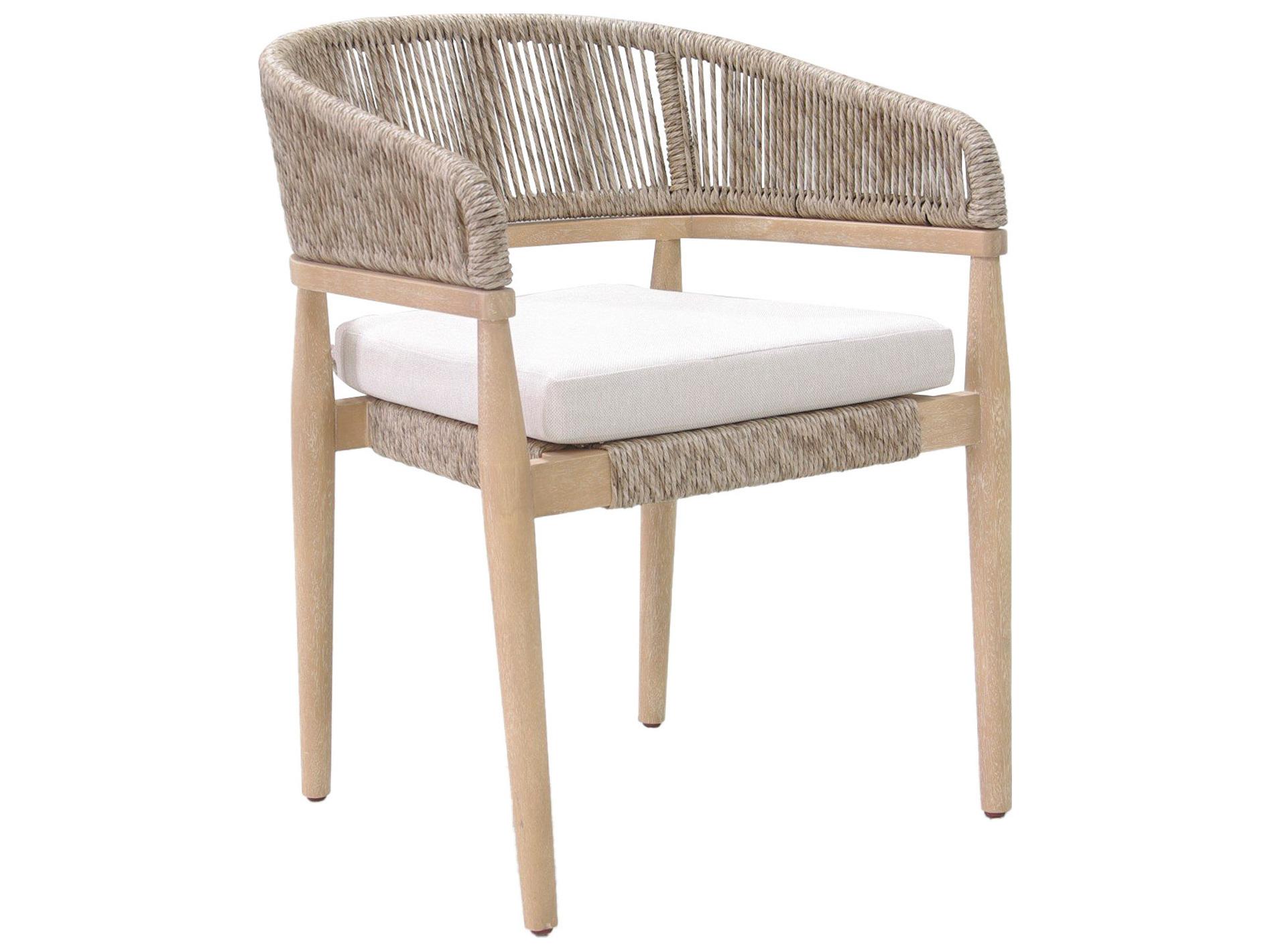 Outdoor Interiors Antique Wash Eucalyptus & Beige Cable Wicker Stacking Dining Chair (Price Includes Two)