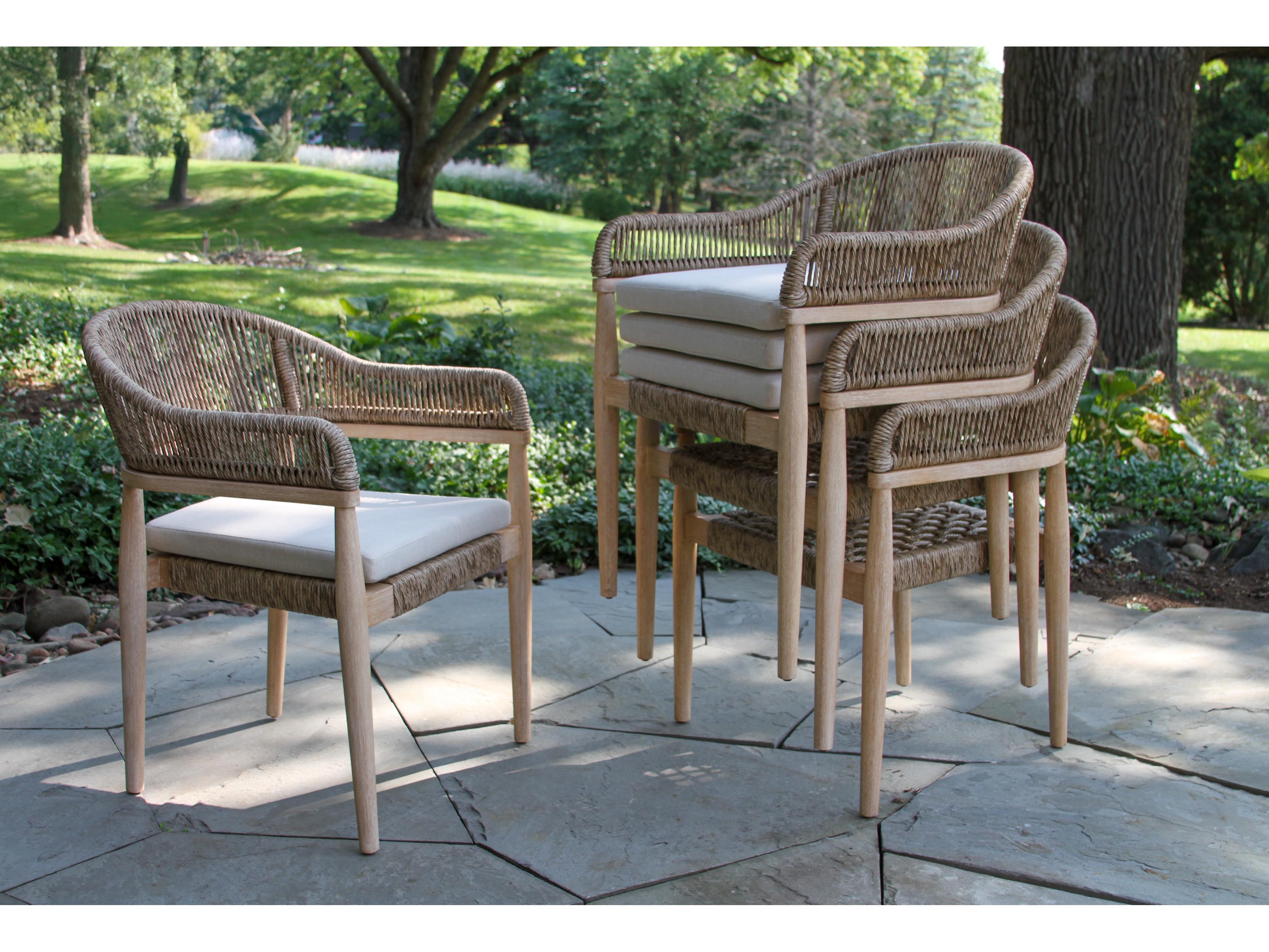 Outdoor Interiors Antique Wash Eucalyptus & Beige Cable Wicker Stacking Dining Chair (Price Includes Two)
