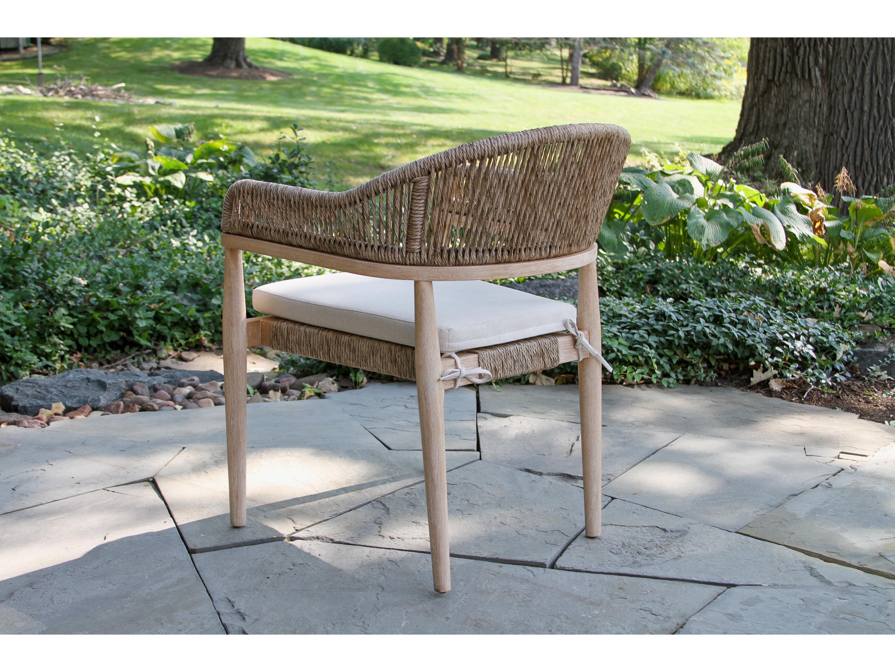 Outdoor Interiors Antique Wash Eucalyptus & Beige Cable Wicker Stacking Dining Chair (Price Includes Two)