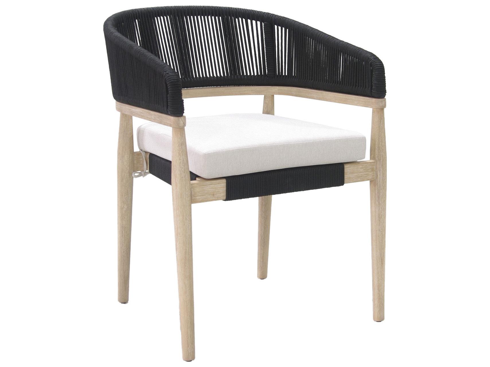 Outdoor Interiors Antique Wash Eucalyptus & Black Rope Stacking Dining Chair (Price Includes Two)