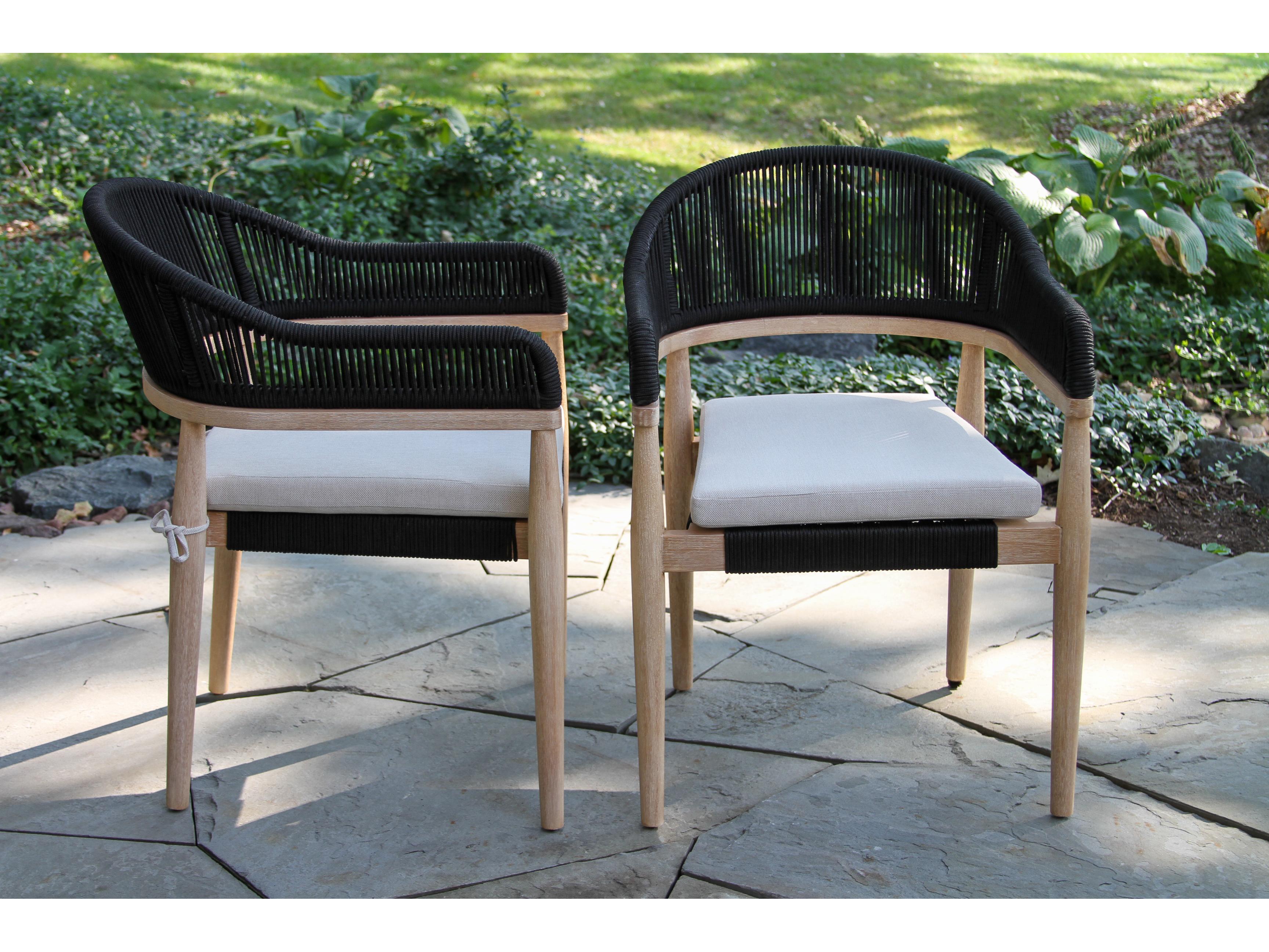 Outdoor Interiors Antique Wash Eucalyptus & Black Rope Stacking Dining Chair (Price Includes Two)