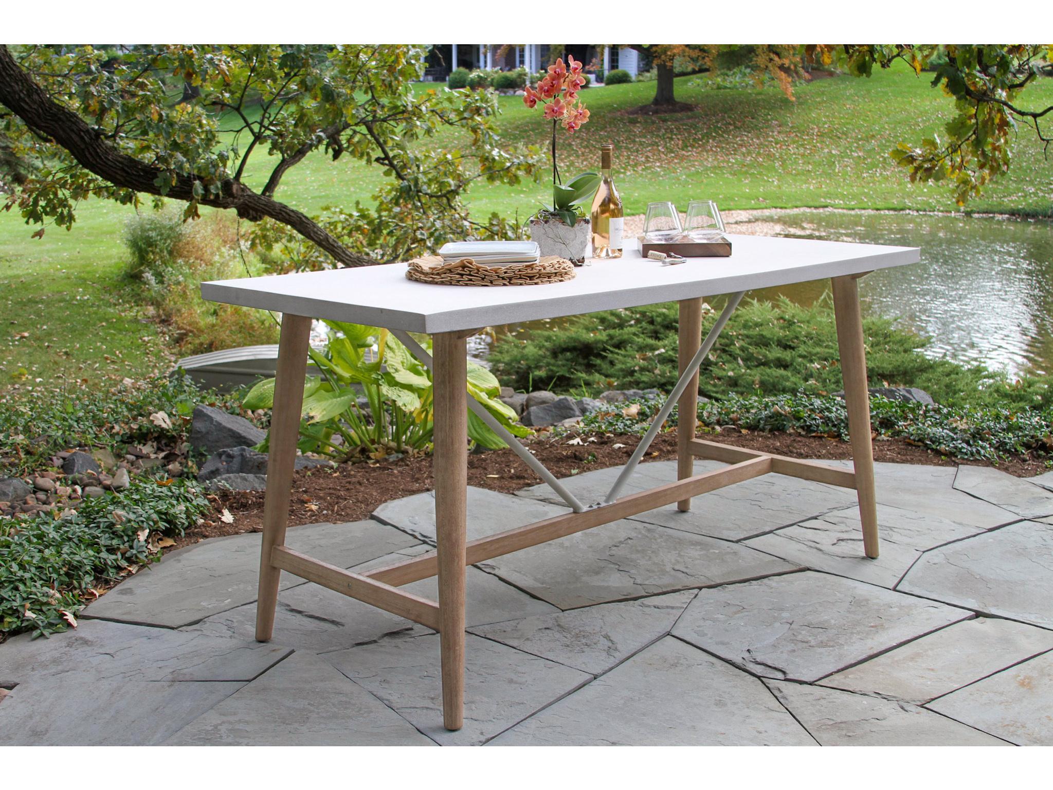 Outdoor Interiors Antique Wash Eucalyptus & Ivory Composite Counter Height Table, 72" x 36"