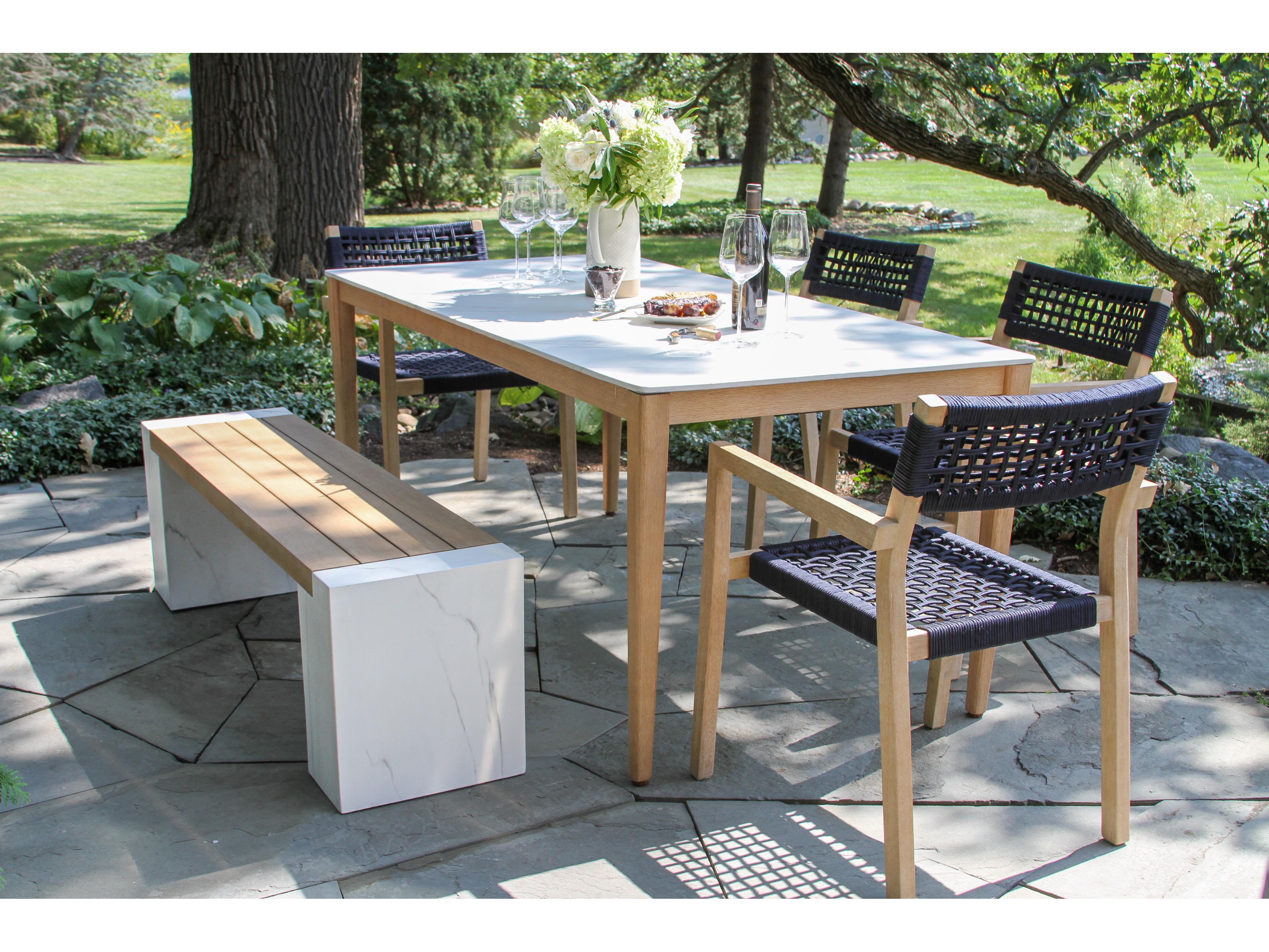 Outdoor Interiors Antique Wash Eucalyptus & Blue Rope Stacking Dining Chair (Price Includes Four)