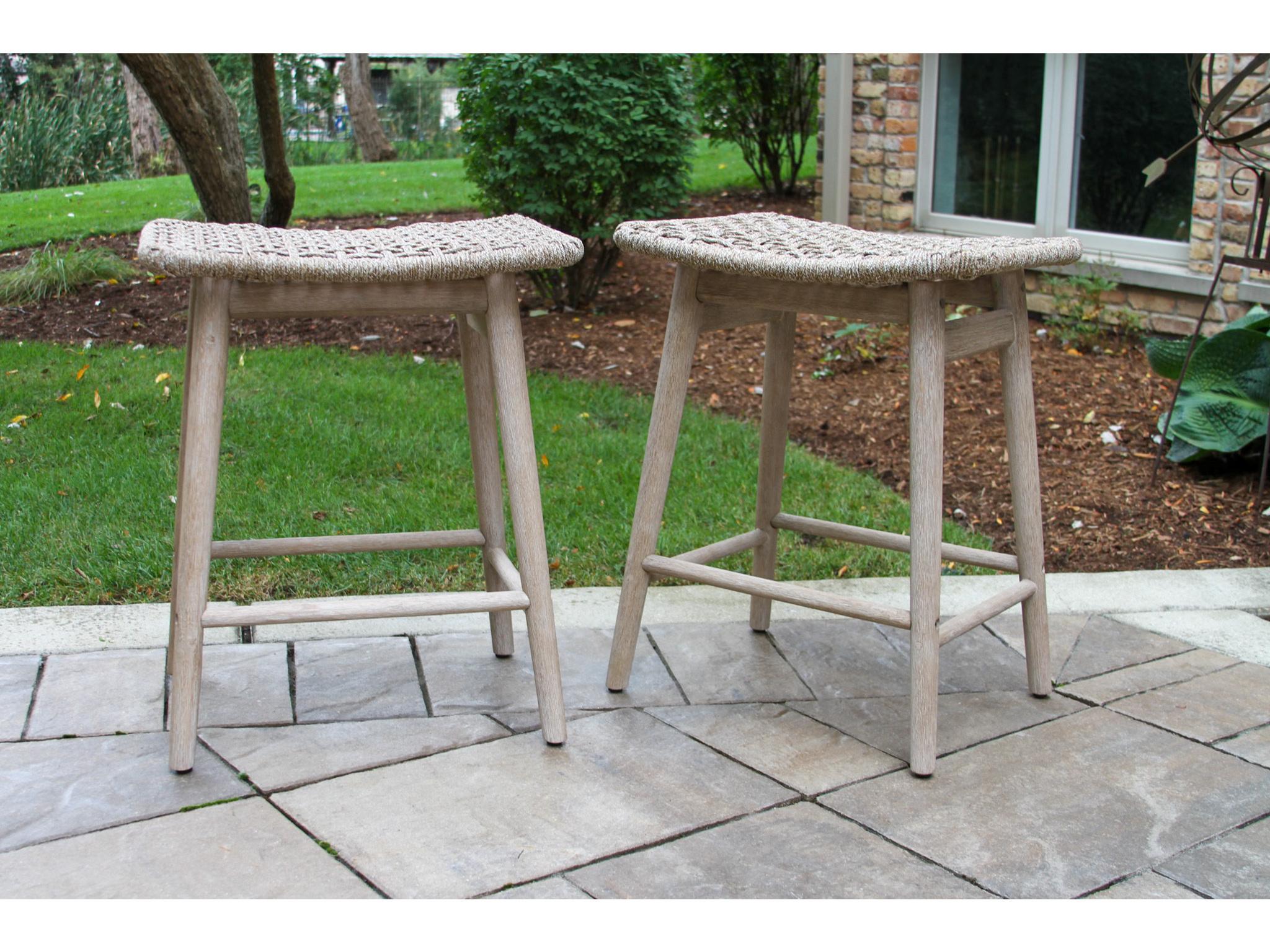Outdoor Interiors Antique Wash Eucalyptus & Wheat Rope Counter Height Stool (Price Includes Two)